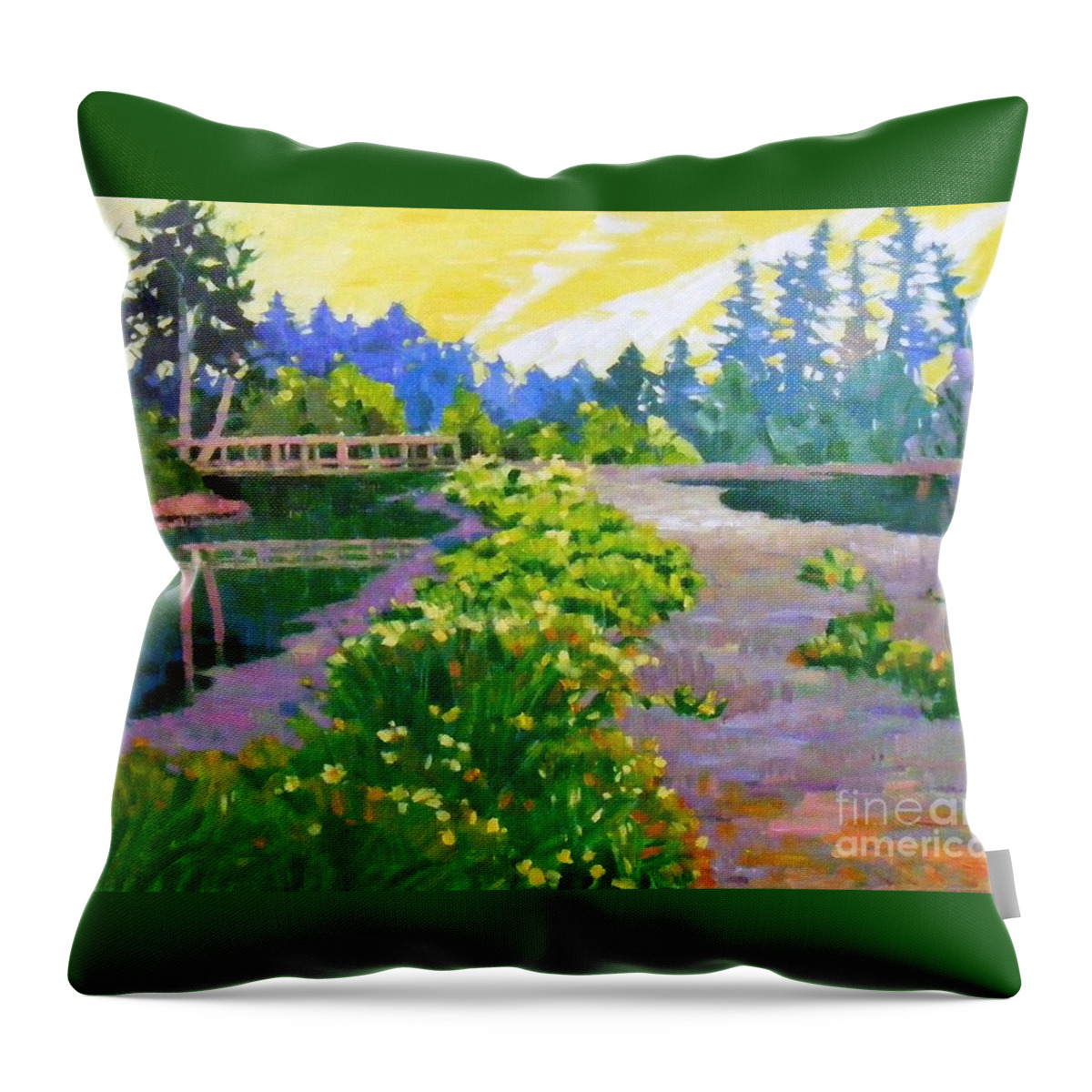 Drizzling Throw Pillow featuring the painting Drizzling seaside by Celine K Yong
