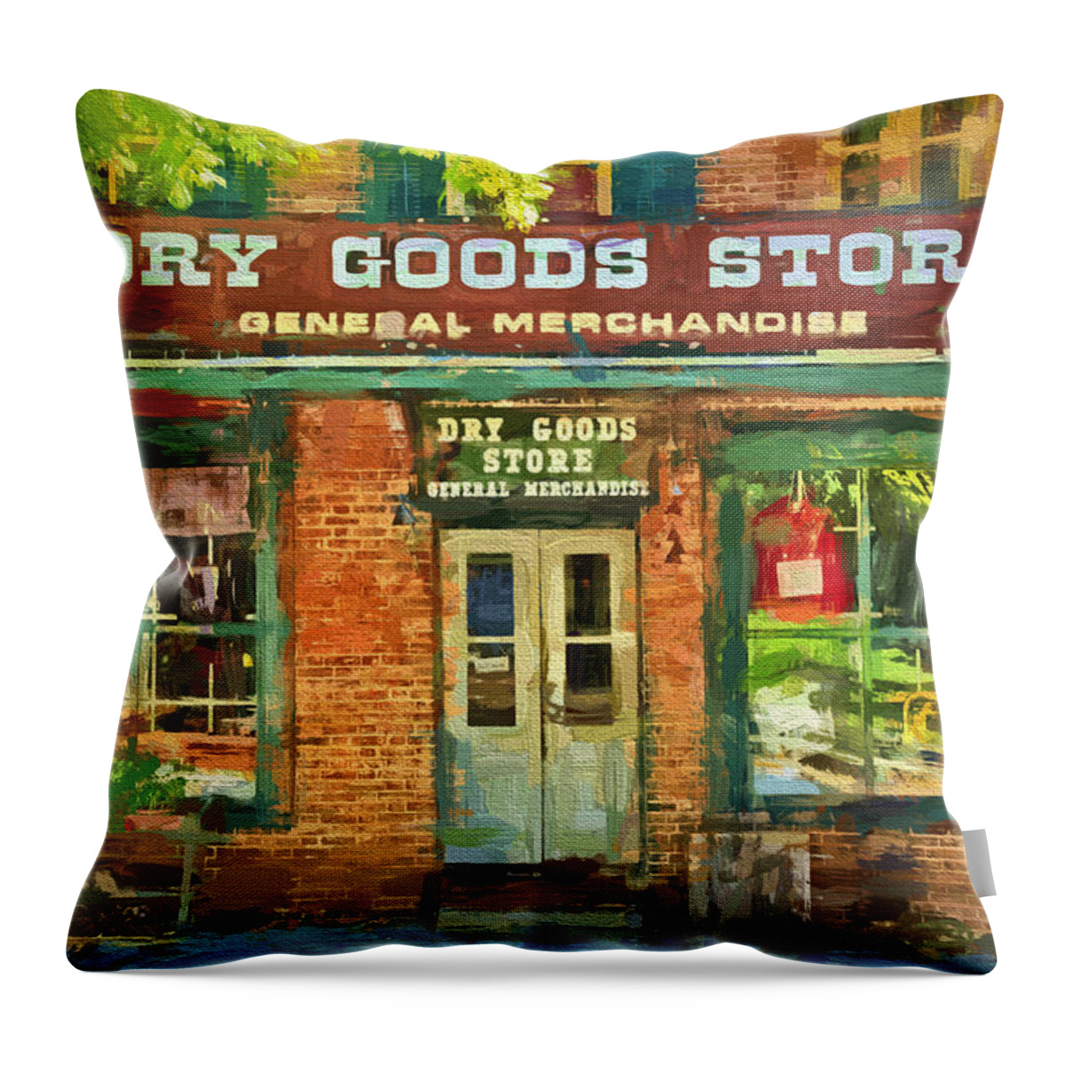 Store Throw Pillow featuring the photograph Dry Goods by Paul W Faust - Impressions of Light
