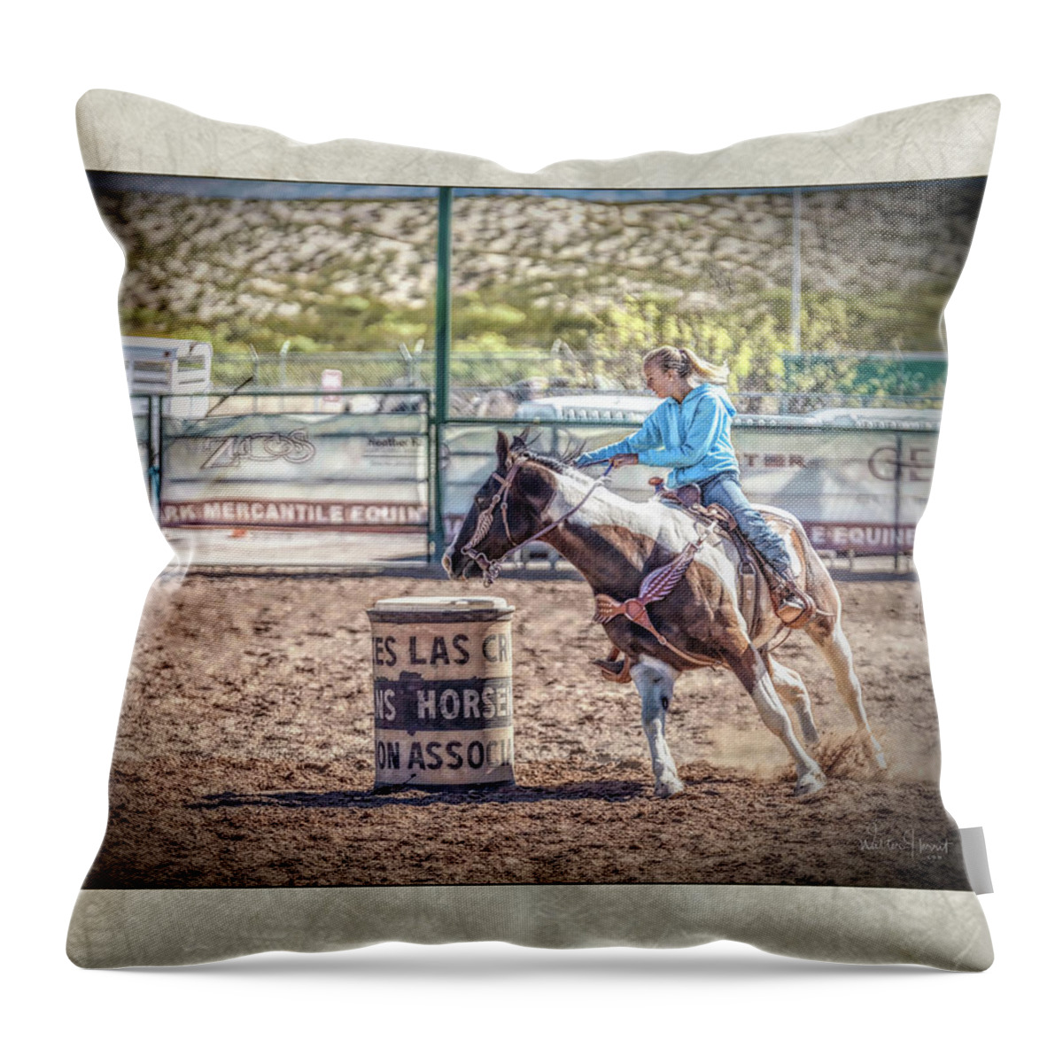 Cowgirl Throw Pillow featuring the digital art Dsc_7506_b1 by Walter Herrit