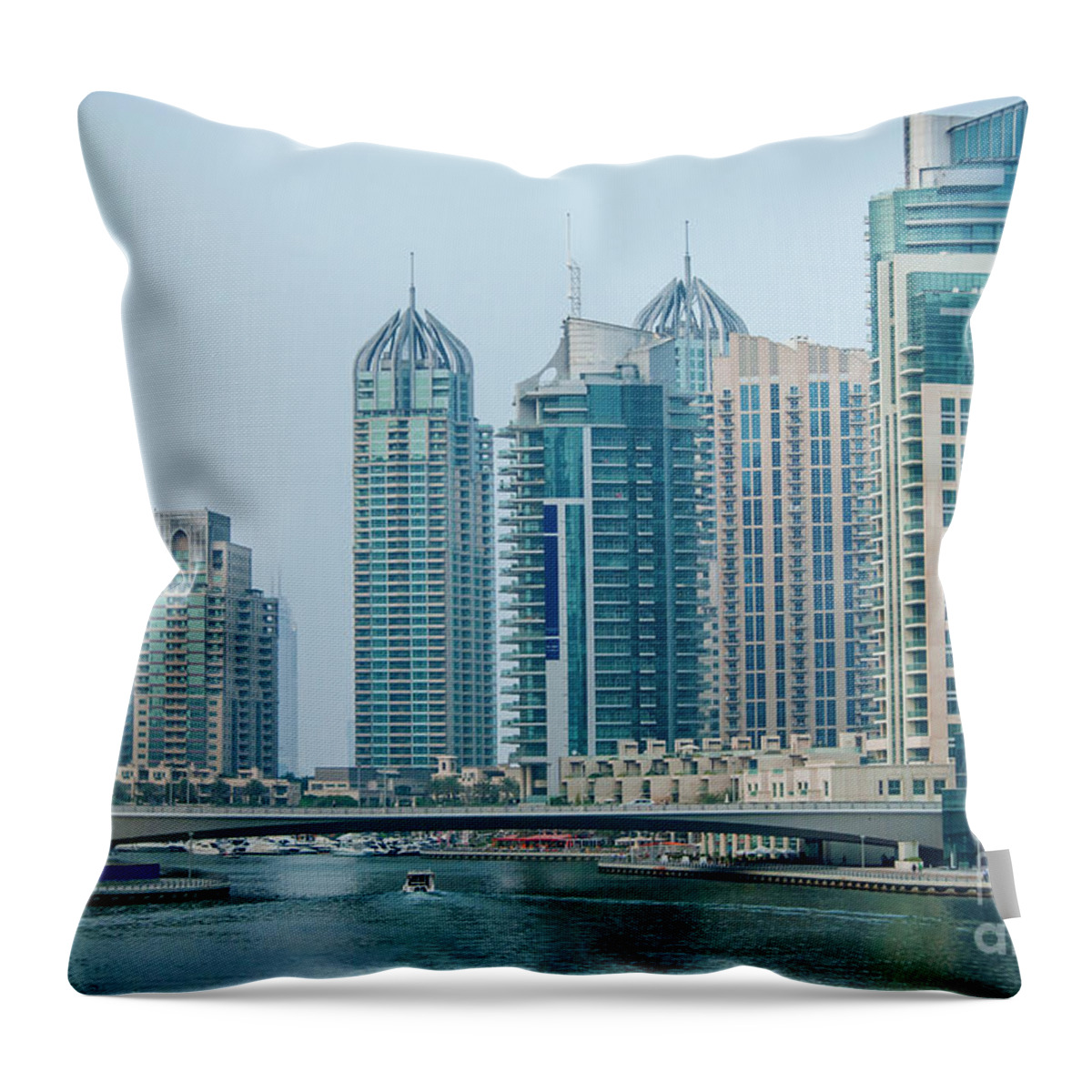Dubai Throw Pillow featuring the photograph Dubai marina cityscape by Jelena Jovanovic