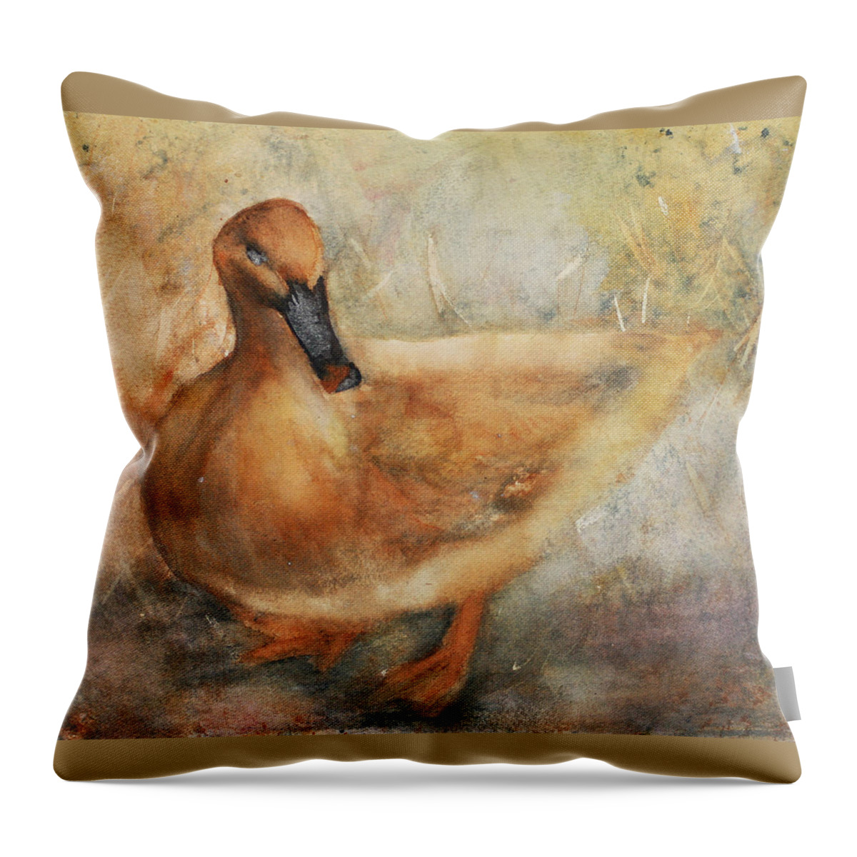 Duck Throw Pillow featuring the painting Duck by Denice Palanuk Wilson