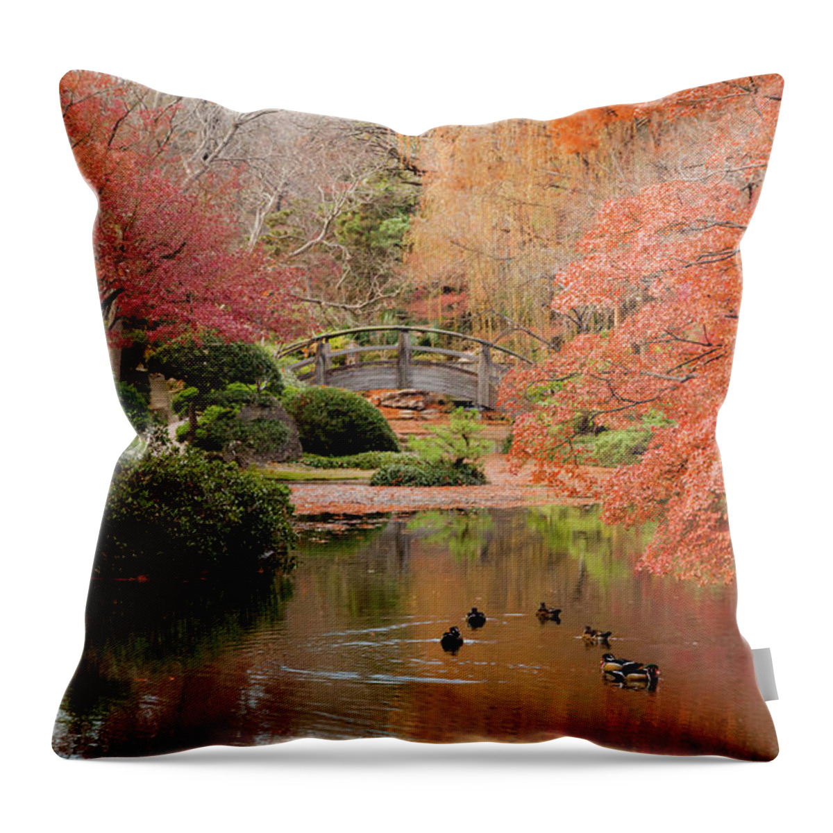 Ducks Throw Pillow featuring the photograph Ducks in the Pond by Iris Greenwell
