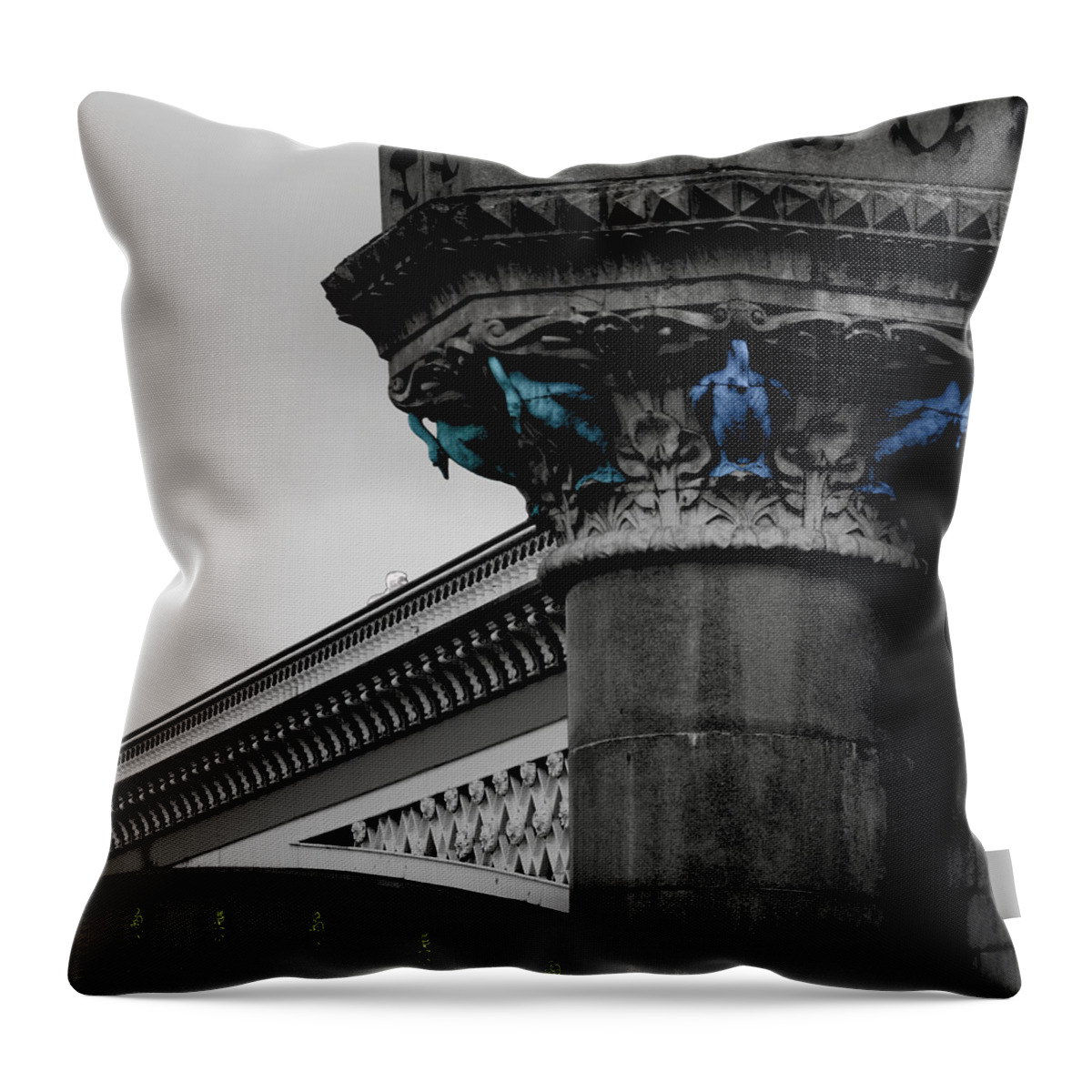 Duck Throw Pillow featuring the photograph Ducks on the bridge by Emme Pons
