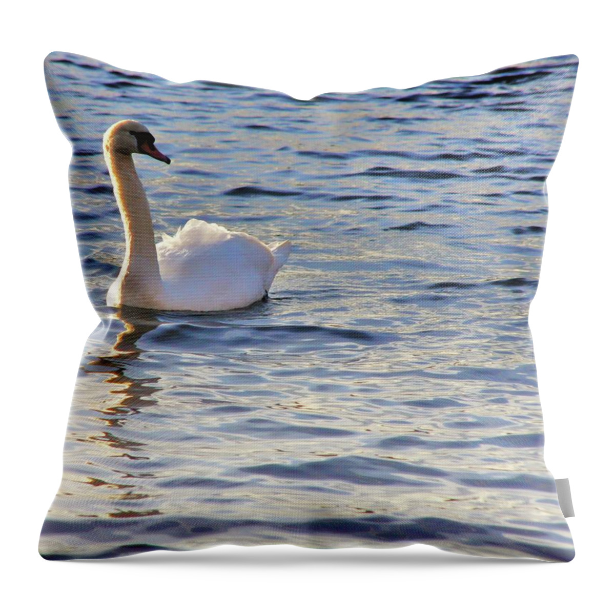 Nik Watt Throw Pillow featuring the photograph Duddingston Swan 1 by Nik Watt