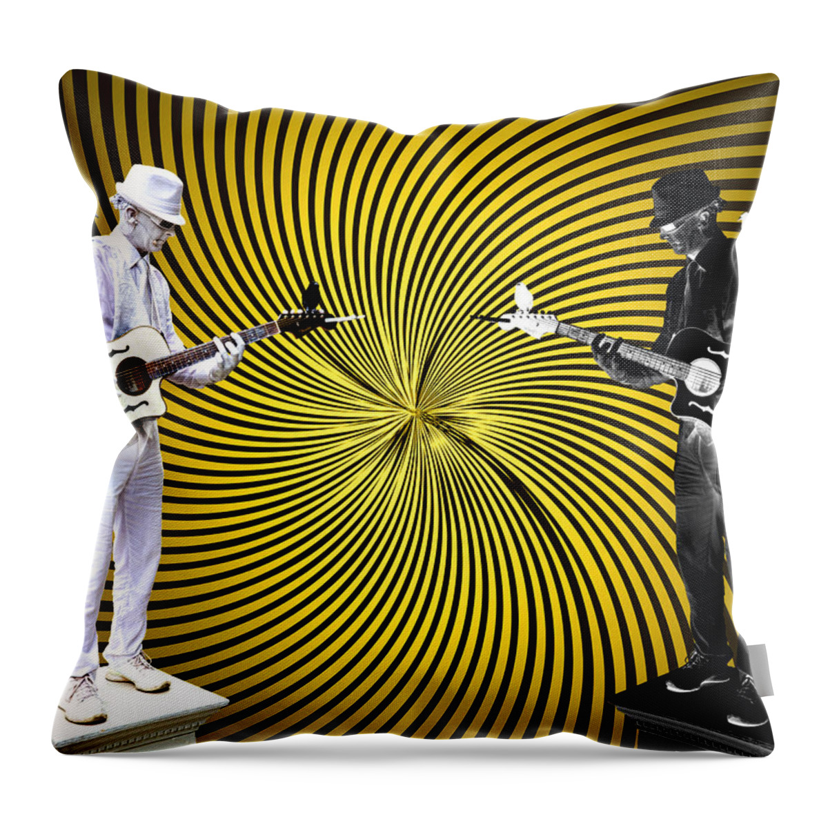Mimes Throw Pillow featuring the digital art Dueling Mimes by John Haldane