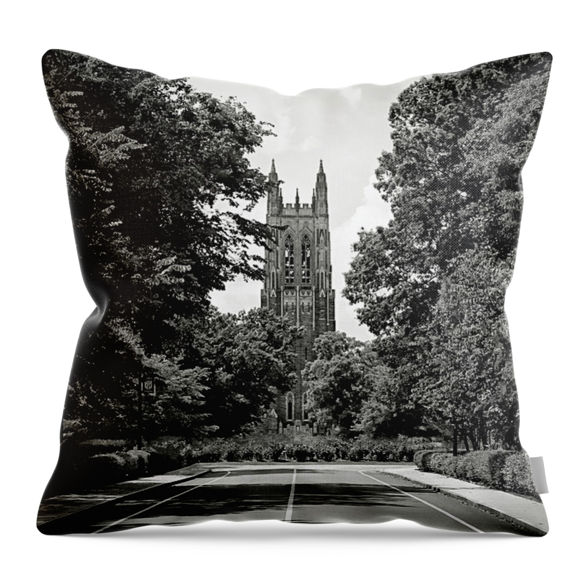 Duke Throw Pillow featuring the photograph Duke University Chapel by Jessica Brawley