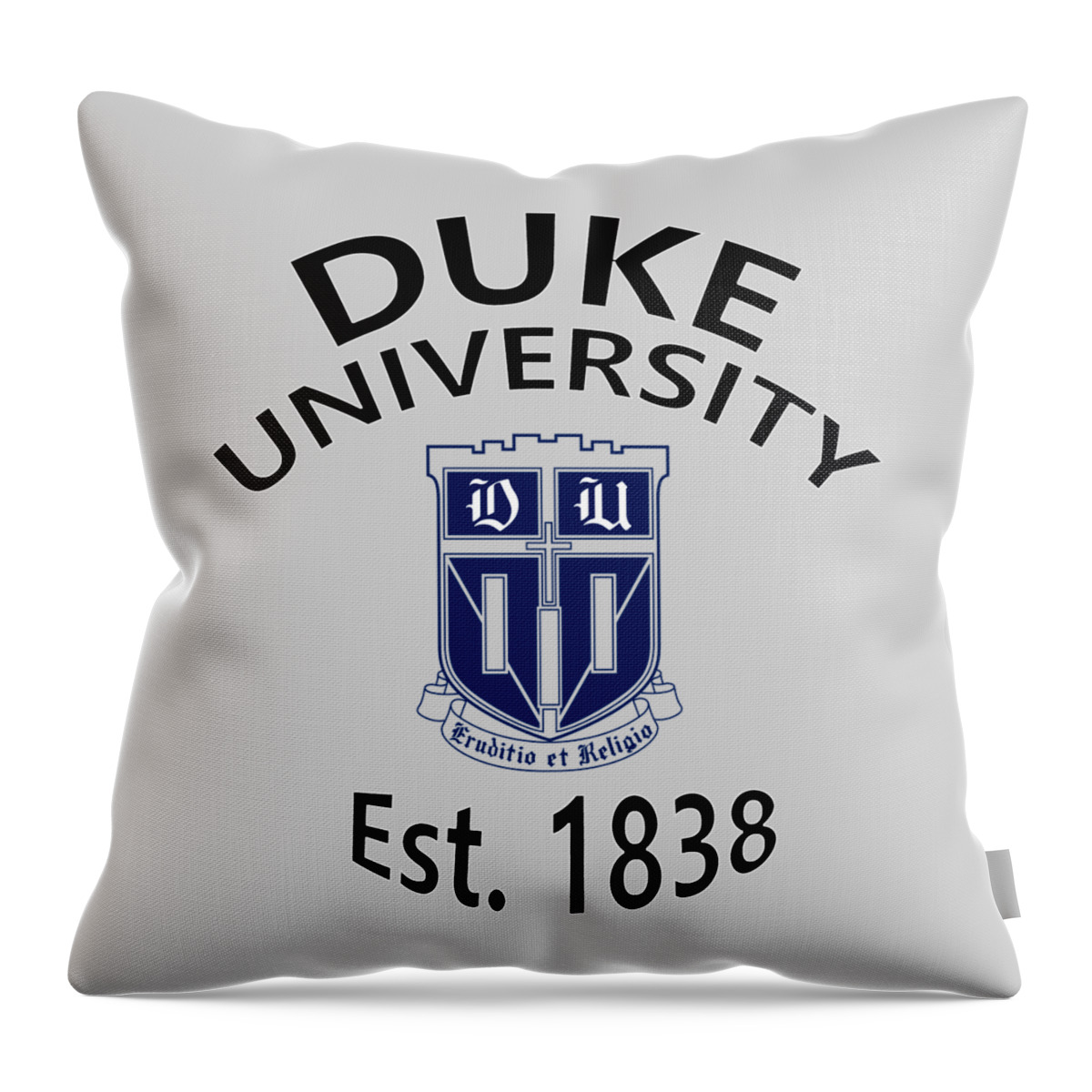 Duke University Throw Pillow featuring the digital art Duke University Est 1838 by Movie Poster Prints