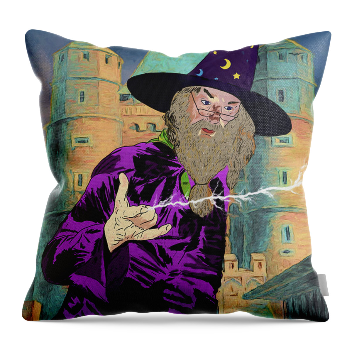 Albus Dumbledore Throw Pillow featuring the digital art Dumbledore by John Haldane