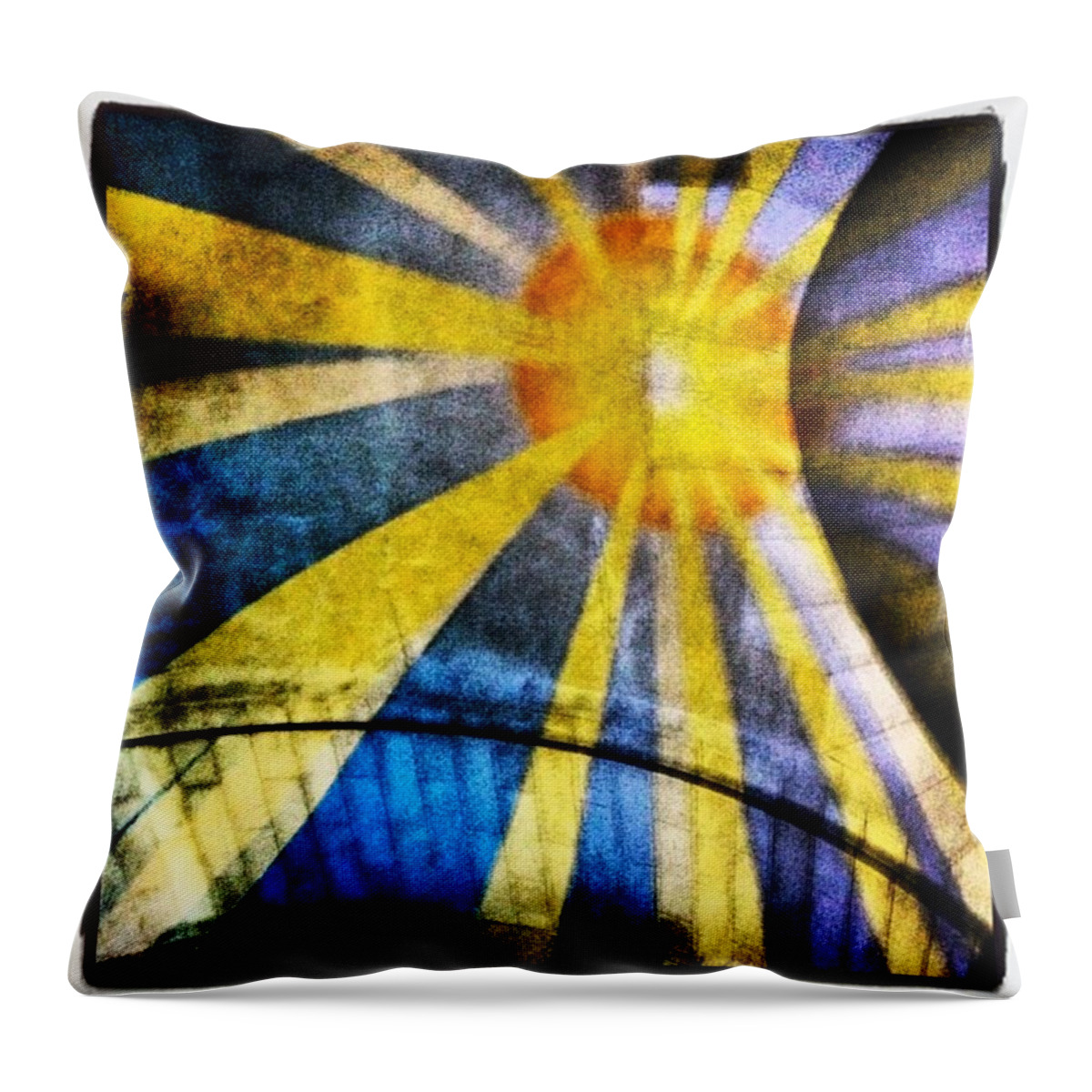 Exhibit Throw Pillow featuring the photograph #dumboartfestival #art #visual #sun by Gary Sumner