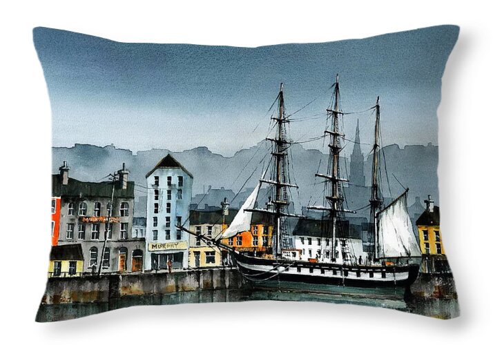 Val Byrne Throw Pillow featuring the painting Dunbrody in New Ross by Val Byrne