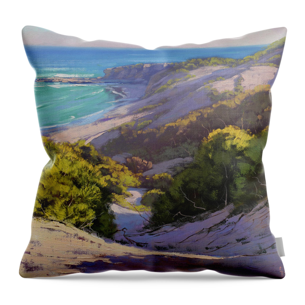 Nature Throw Pillow featuring the painting Dunes at Soldiers Beach by Graham Gercken