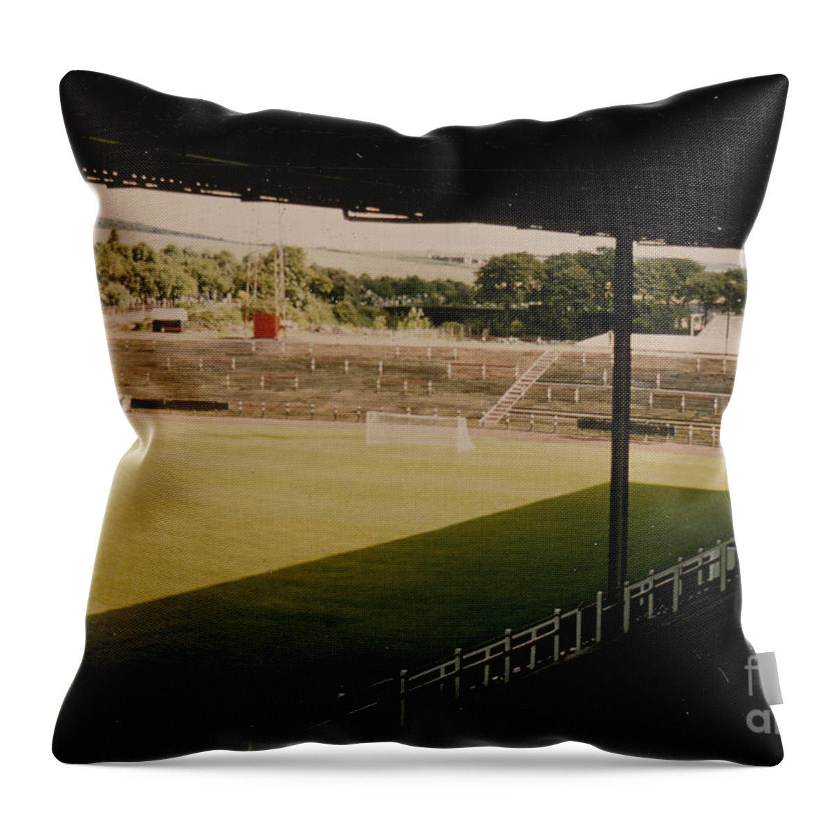  Throw Pillow featuring the photograph Dunfermline Athletic - East End Park - East End 1 - 1980s by Legendary Football Grounds