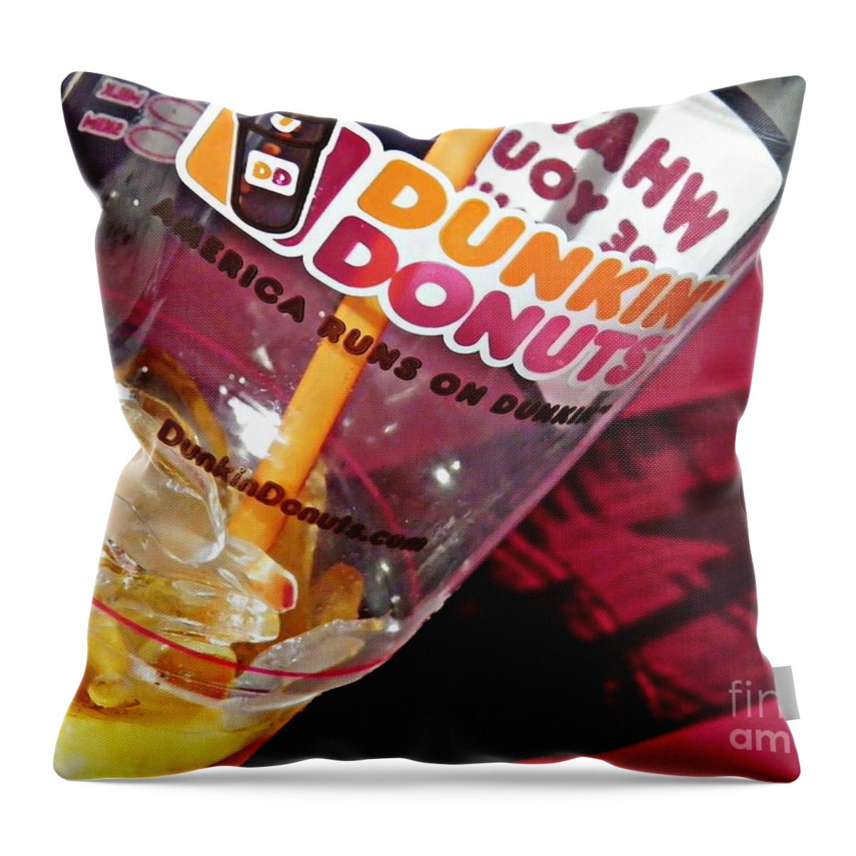 Dunkin Ice Coffee 29 Throw Pillow featuring the photograph Dunkin Ice Coffee 29 by Sarah Loft