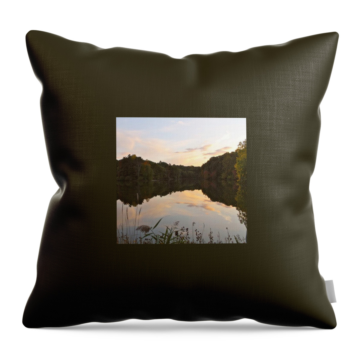 Sunset Throw Pillow featuring the photograph Durand Lake At Twilight by Justin Connor