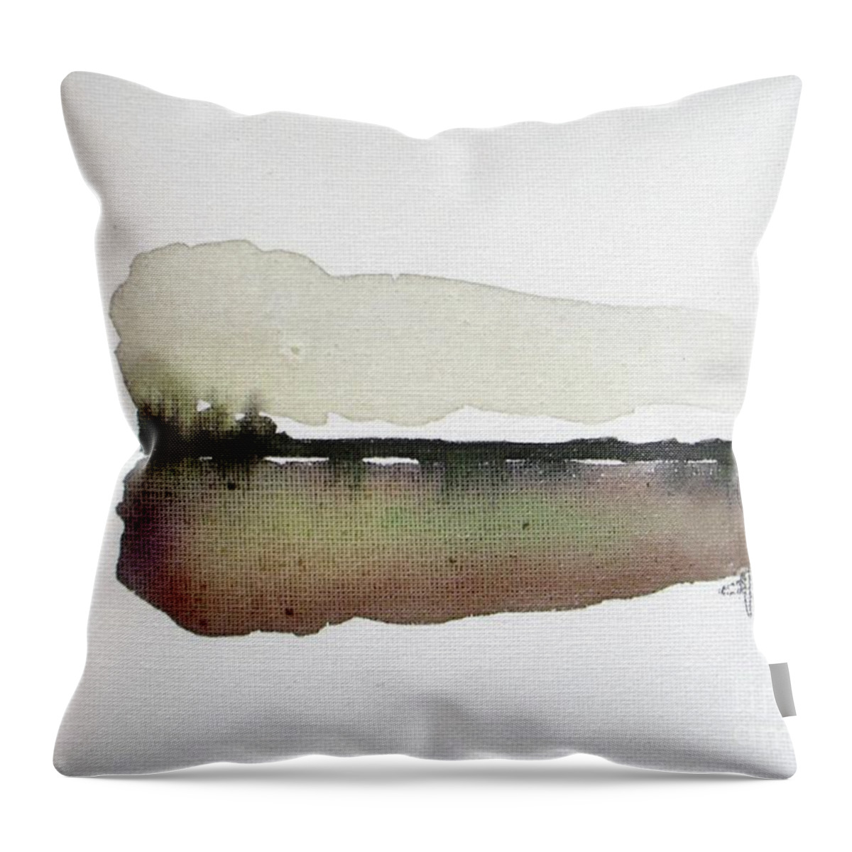 Abstract Throw Pillow featuring the painting Dusk Silence by Vesna Antic