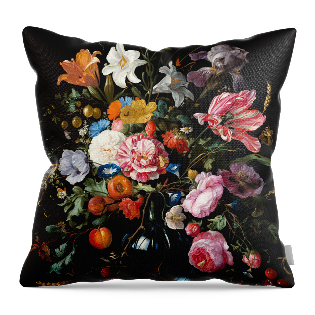 Oil Painting Throw Pillow featuring the painting Dutch Still Life #2 by Vasula Tsongas