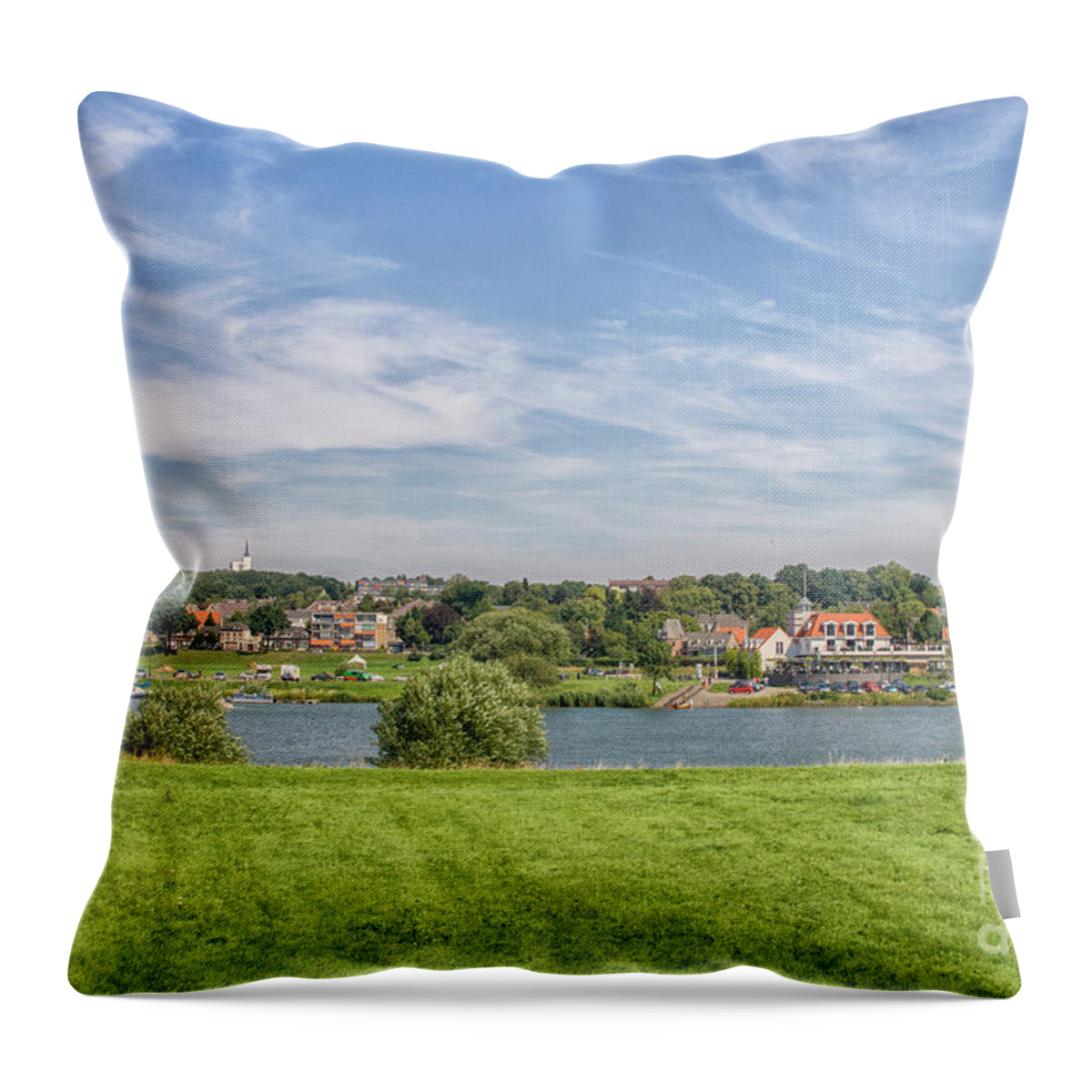Architecture Throw Pillow featuring the photograph Dutch village near the Rhine by Patricia Hofmeester