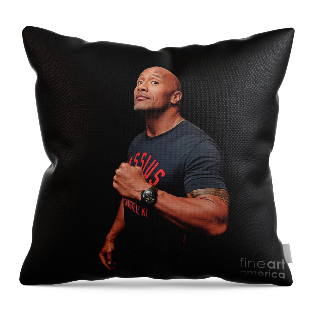 Dwayne Johnson Throw Pillow featuring the painting Dwayne Johnson by Twinkle Mehta