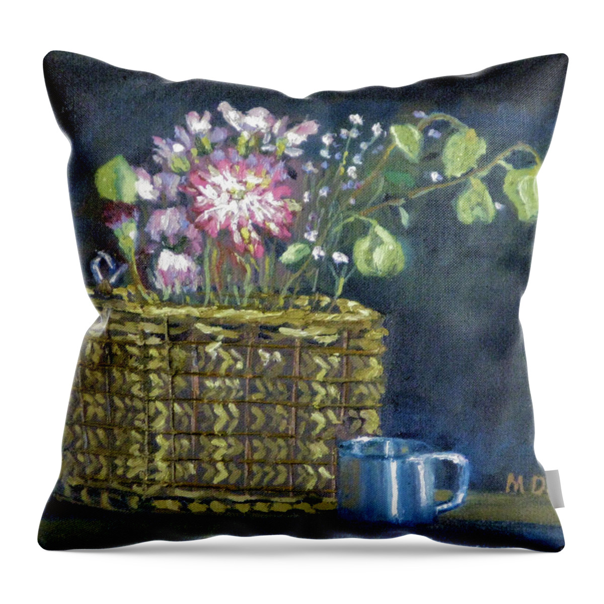 Flower Throw Pillow featuring the painting Dying Flowers by Michael Daniels