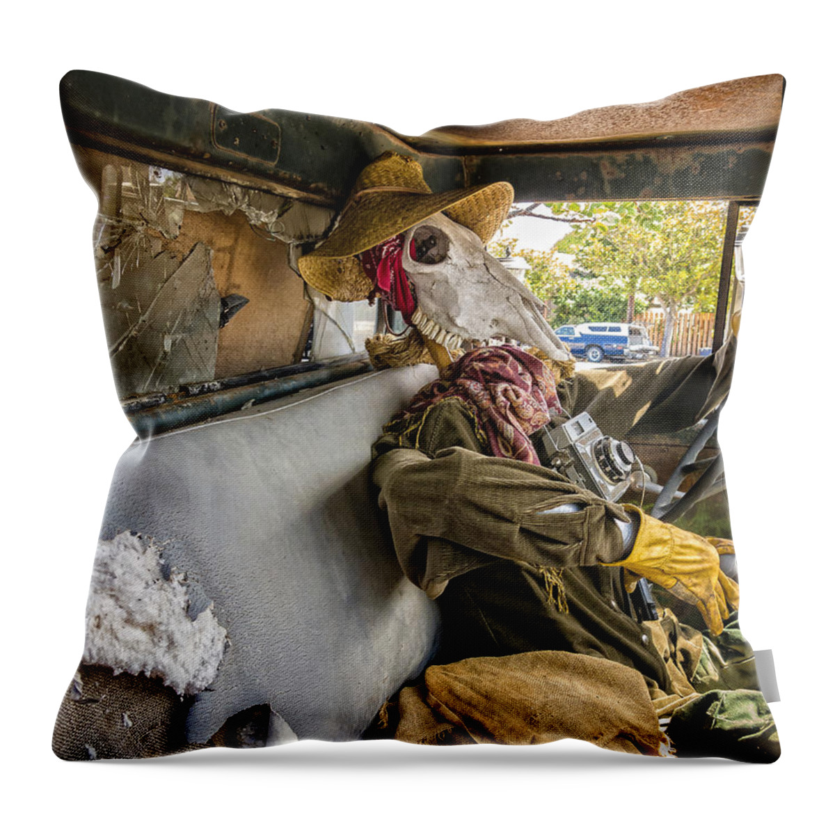 Scarecrow Throw Pillow featuring the photograph Dying For The Shot by Caitlyn Grasso