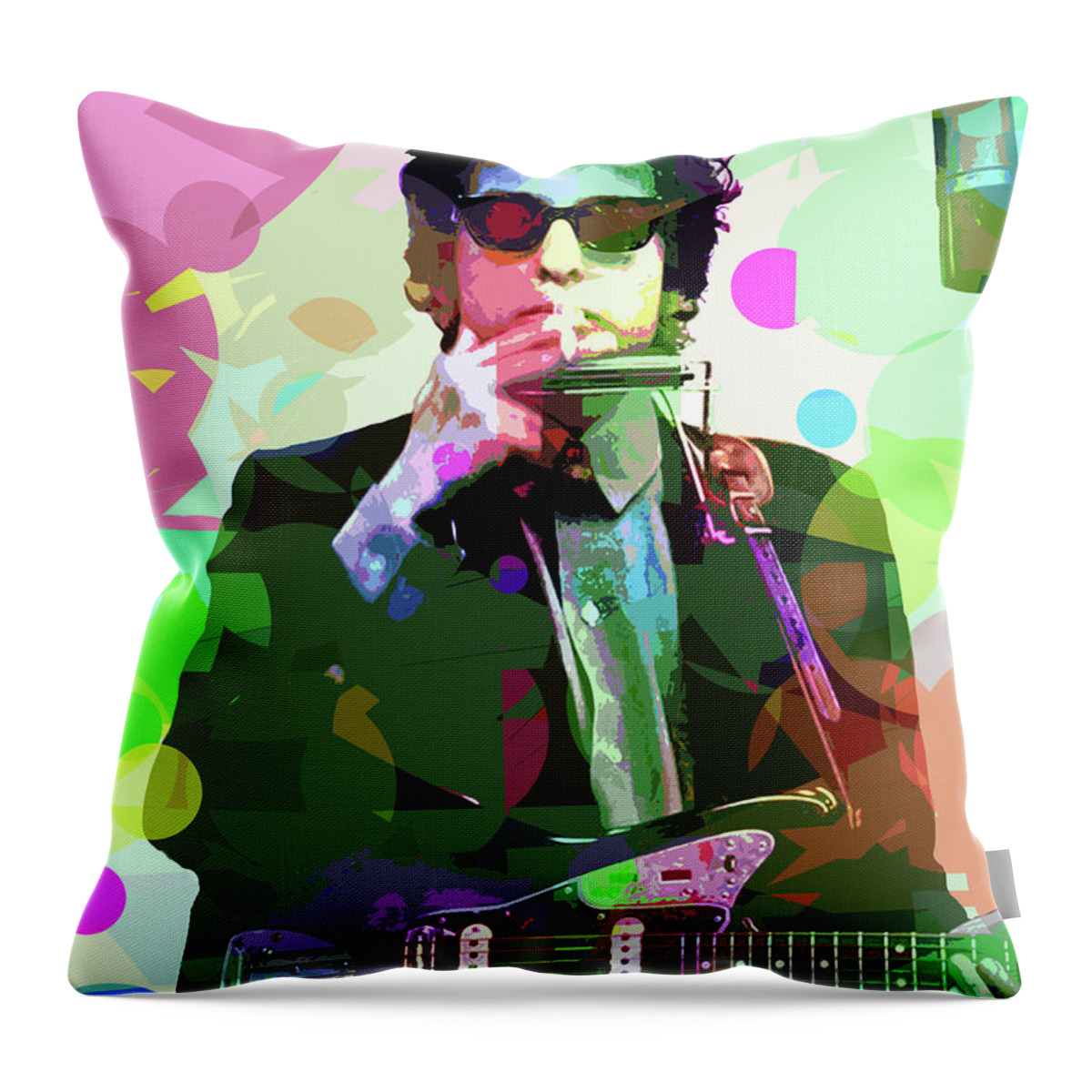 Bob Dylan Throw Pillow featuring the painting Dylan In Studio by David Lloyd Glover