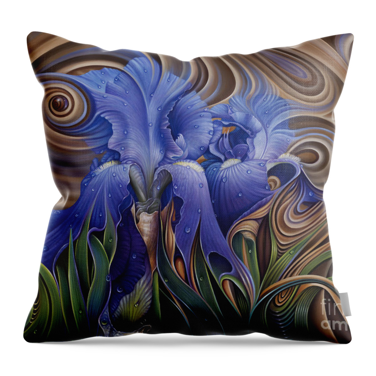 Flower Throw Pillow featuring the painting Dynamic Iris by Ricardo Chavez-Mendez
