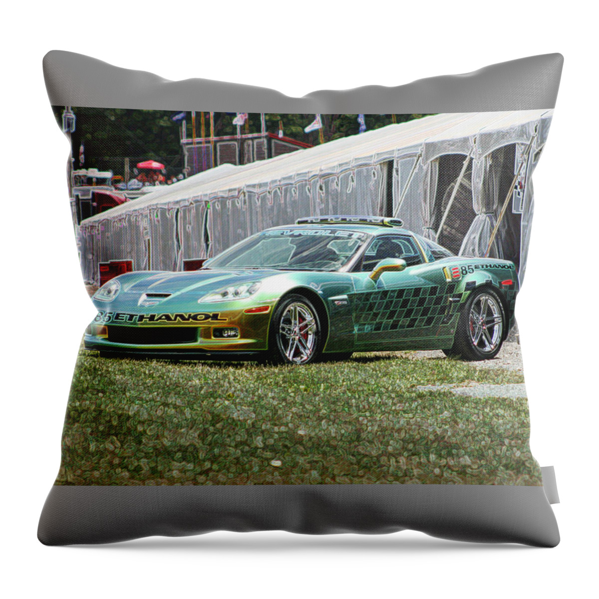 E85 Throw Pillow featuring the digital art E85 Corvette pace car by Darrell Foster