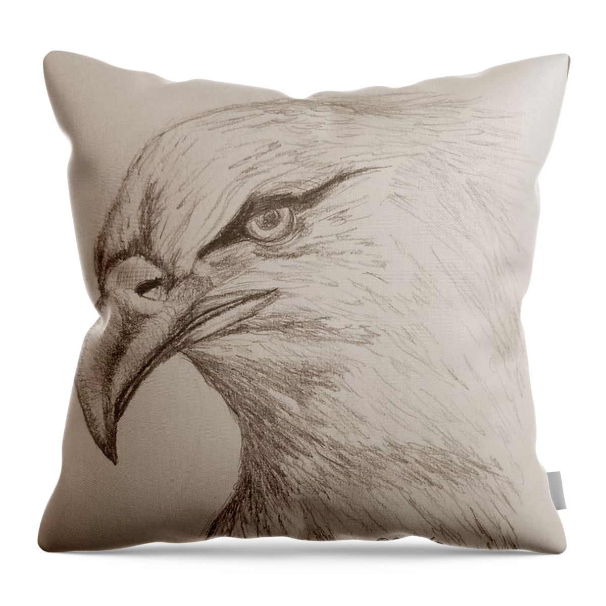 Eagle Drawing 1 Throw Pillow featuring the drawing Eagle Drawing 1 by Maria Urso
