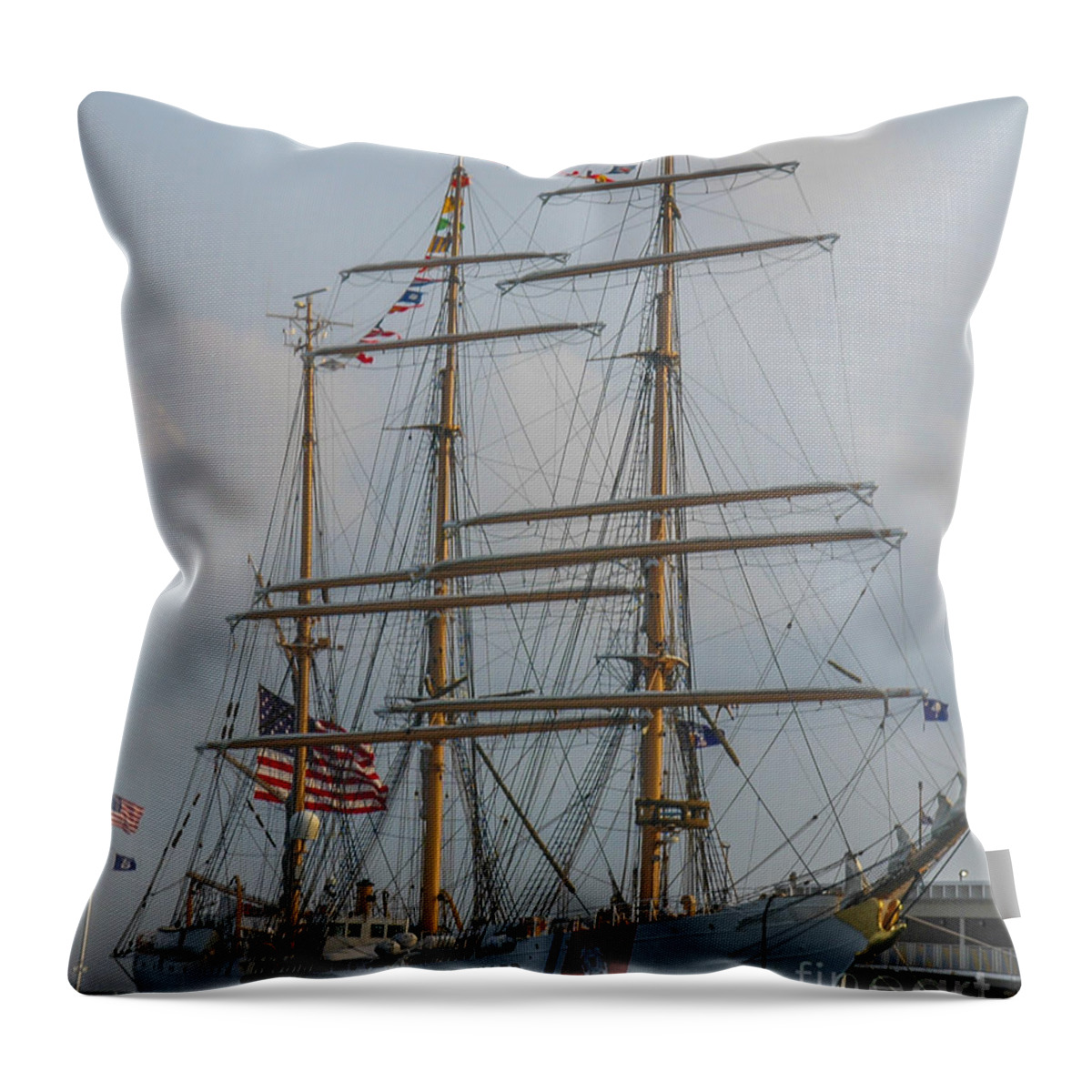 Uscg Eagle Throw Pillow featuring the photograph Eagle in Charleston by Dale Powell