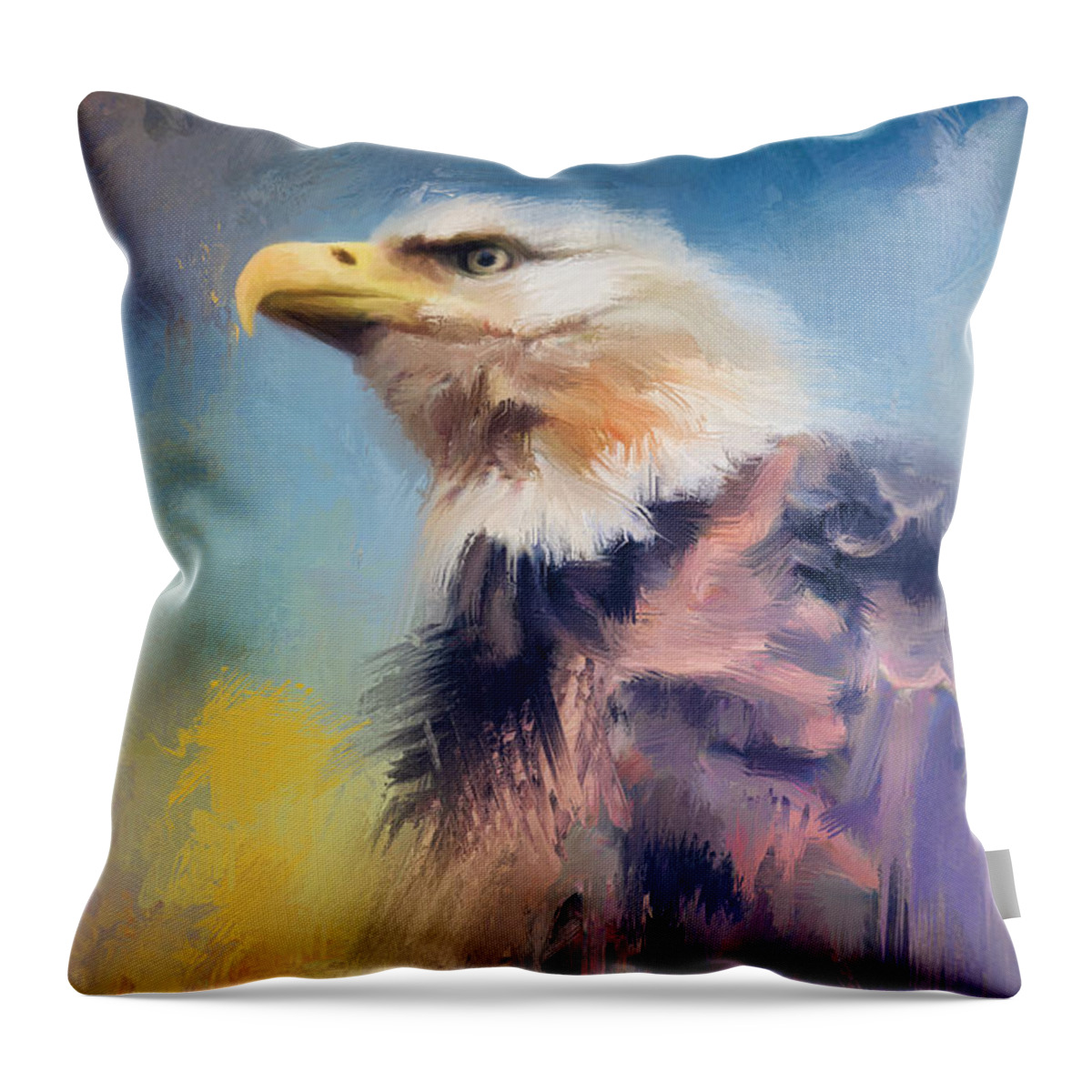 Jai Johnson Throw Pillow featuring the painting Eagle on Guard by Jai Johnson