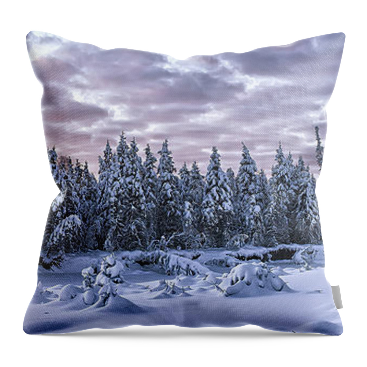 Alaska Landscape Throw Pillow featuring the photograph Eagle River Treeline by Ed Boudreau
