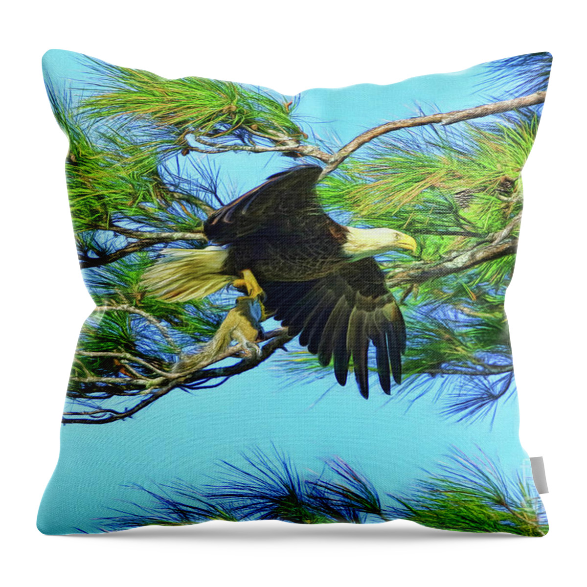 Eagle Throw Pillow featuring the painting Eagle Series Food by Deborah Benoit