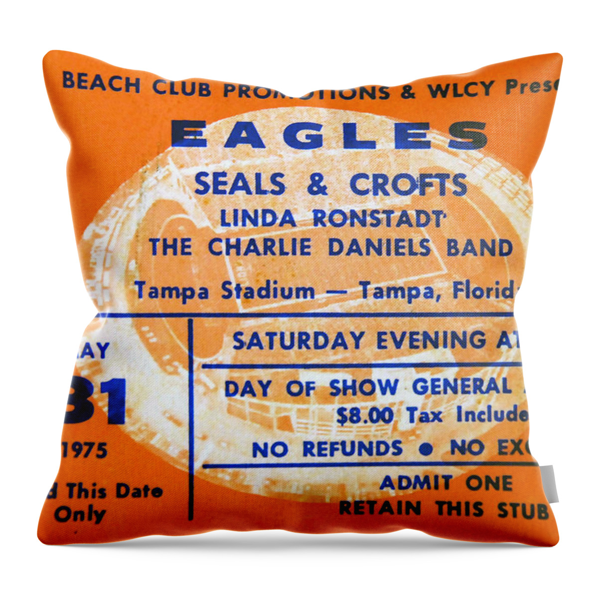 Eagles Rock Band Throw Pillow featuring the photograph Eagles Tampa Stadium 1975 by David Lee Thompson