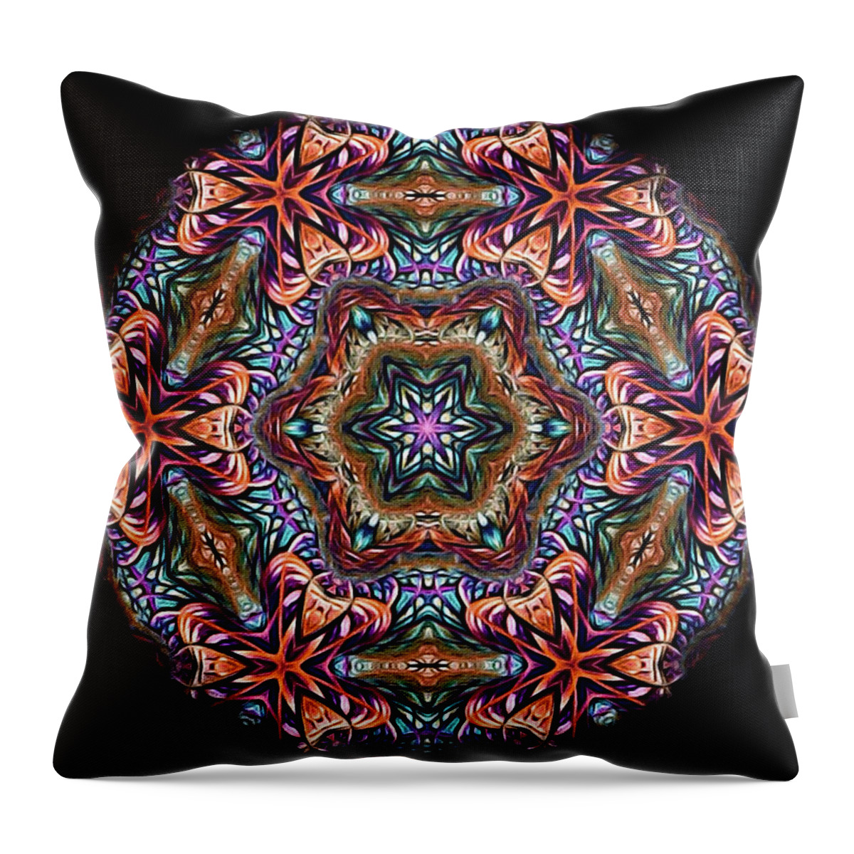 Mandala Throw Pillow featuring the digital art Early Autumn Mandala by Susan Maxwell Schmidt