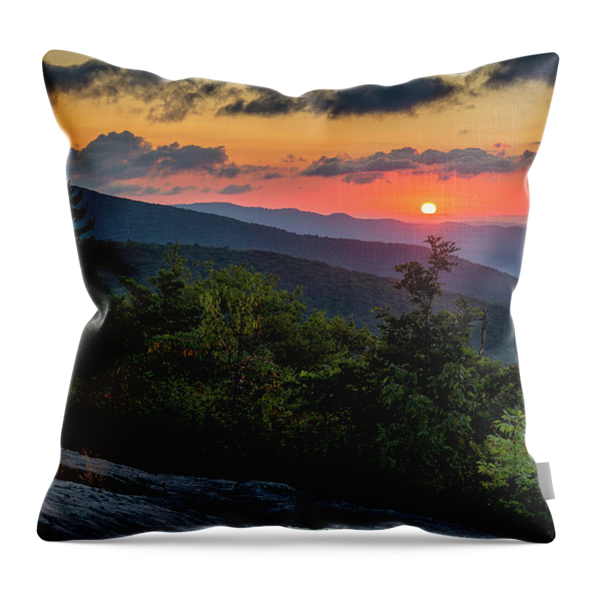 Blue Ridge Parkway Throw Pillow featuring the photograph Blue Ridge Parkway Sunrise - Beacon Heights - North Carolina by Mike Koenig