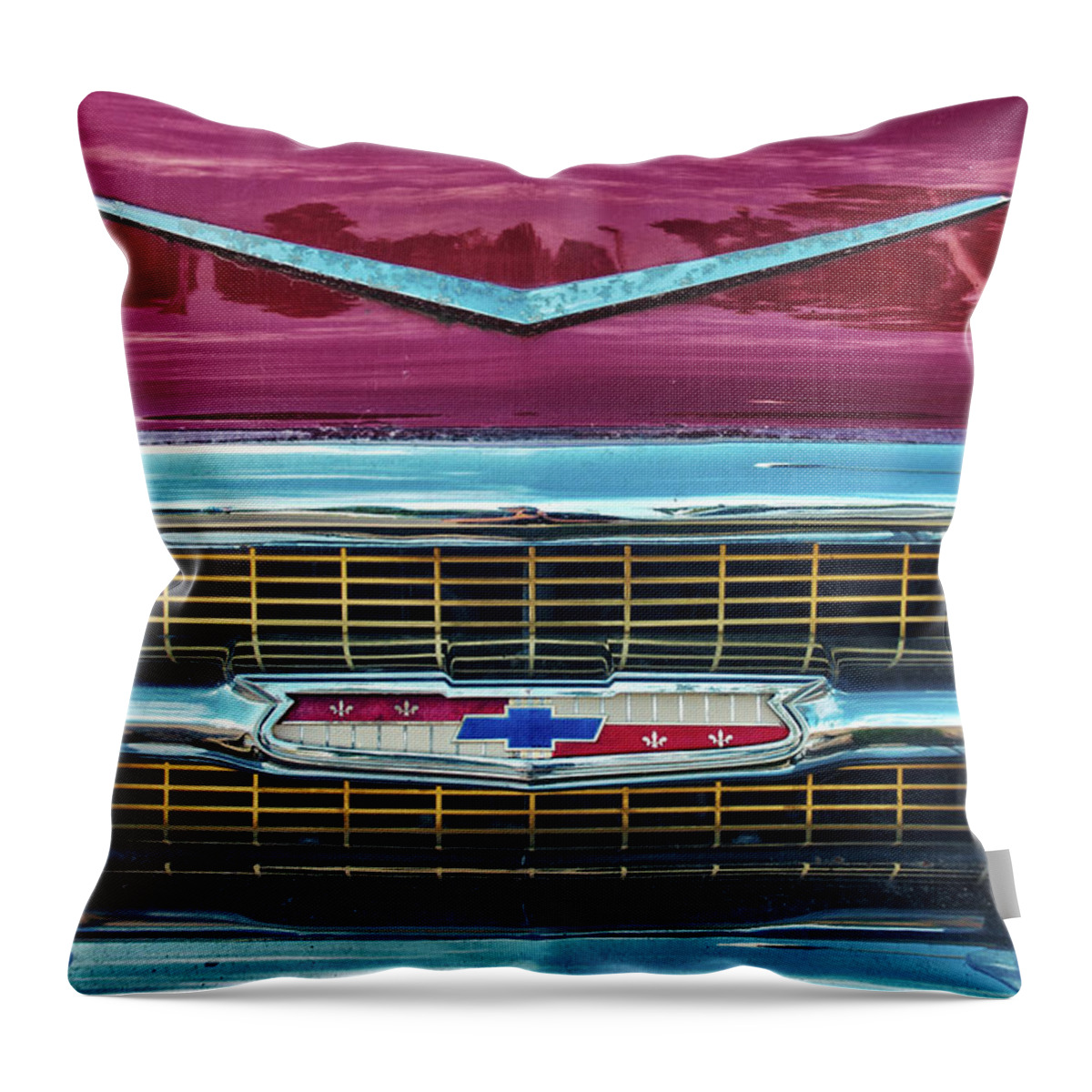 Chevy Throw Pillow featuring the photograph Early Chevy Insignia by Eugene Campbell