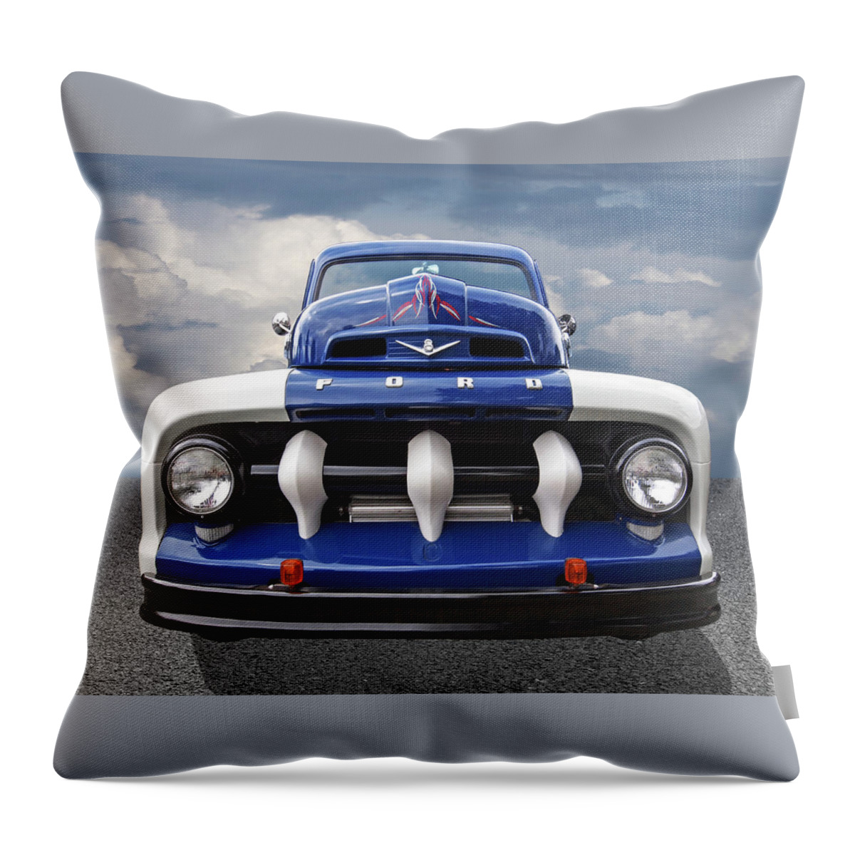 Ford Truck Throw Pillow featuring the photograph Early Fifties Ford V8 F-1 Truck by Gill Billington
