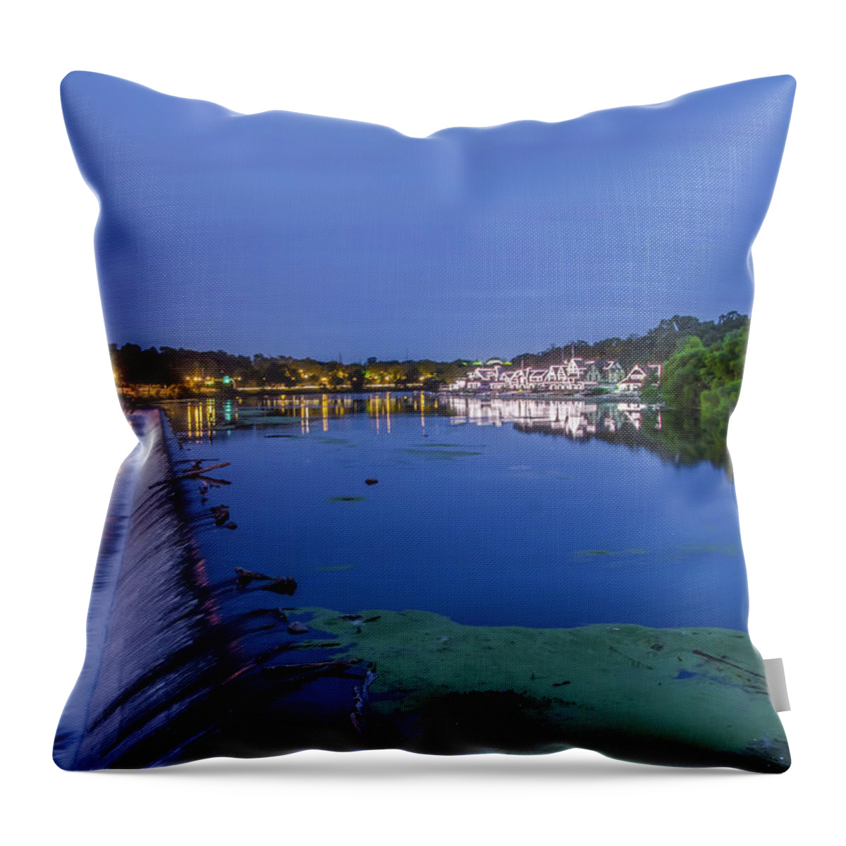Early Throw Pillow featuring the photograph Early Morning at Fairmount Dam by Bill Cannon
