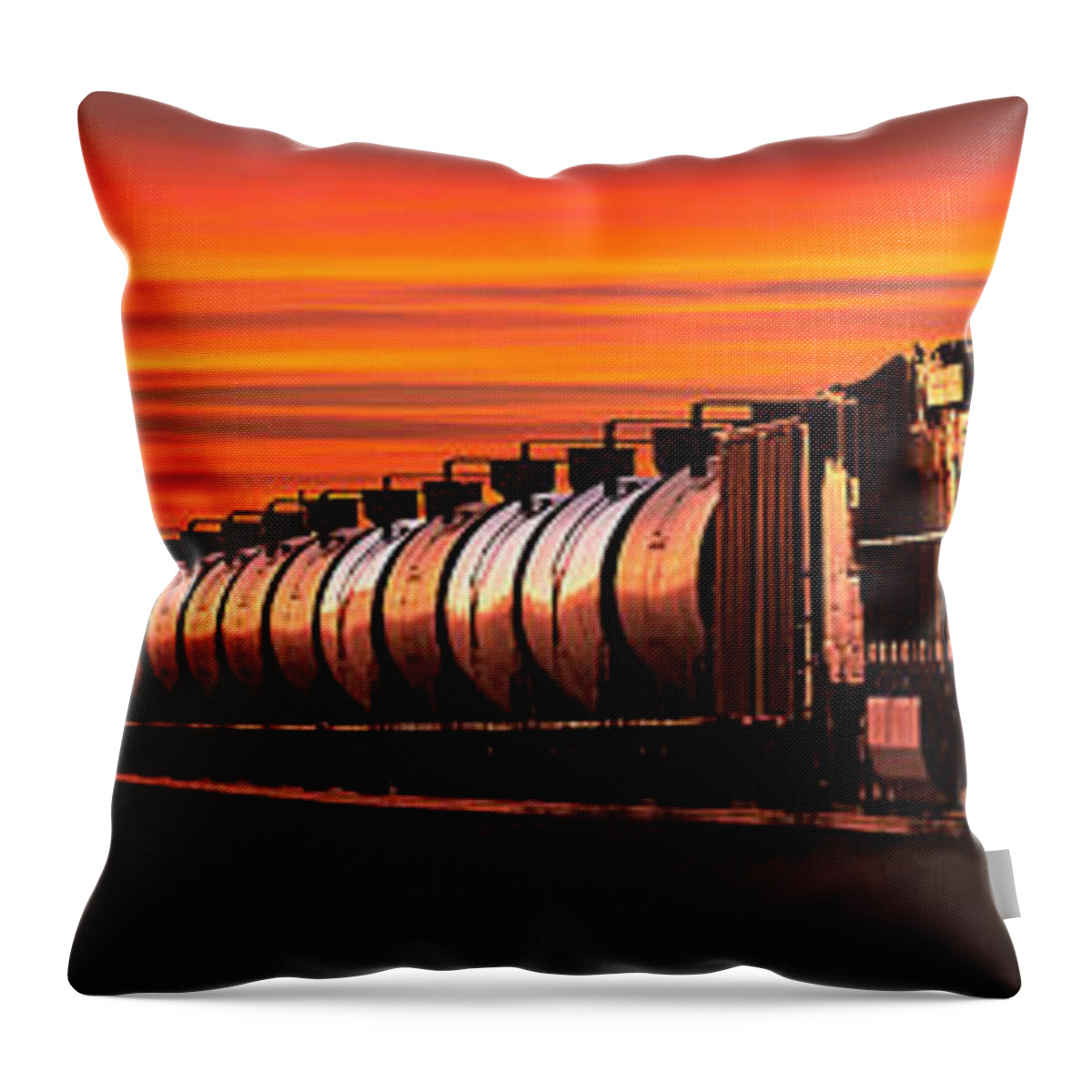 Bnsf Throw Pillow featuring the photograph Early Morning Haul Panorama by Todd Klassy