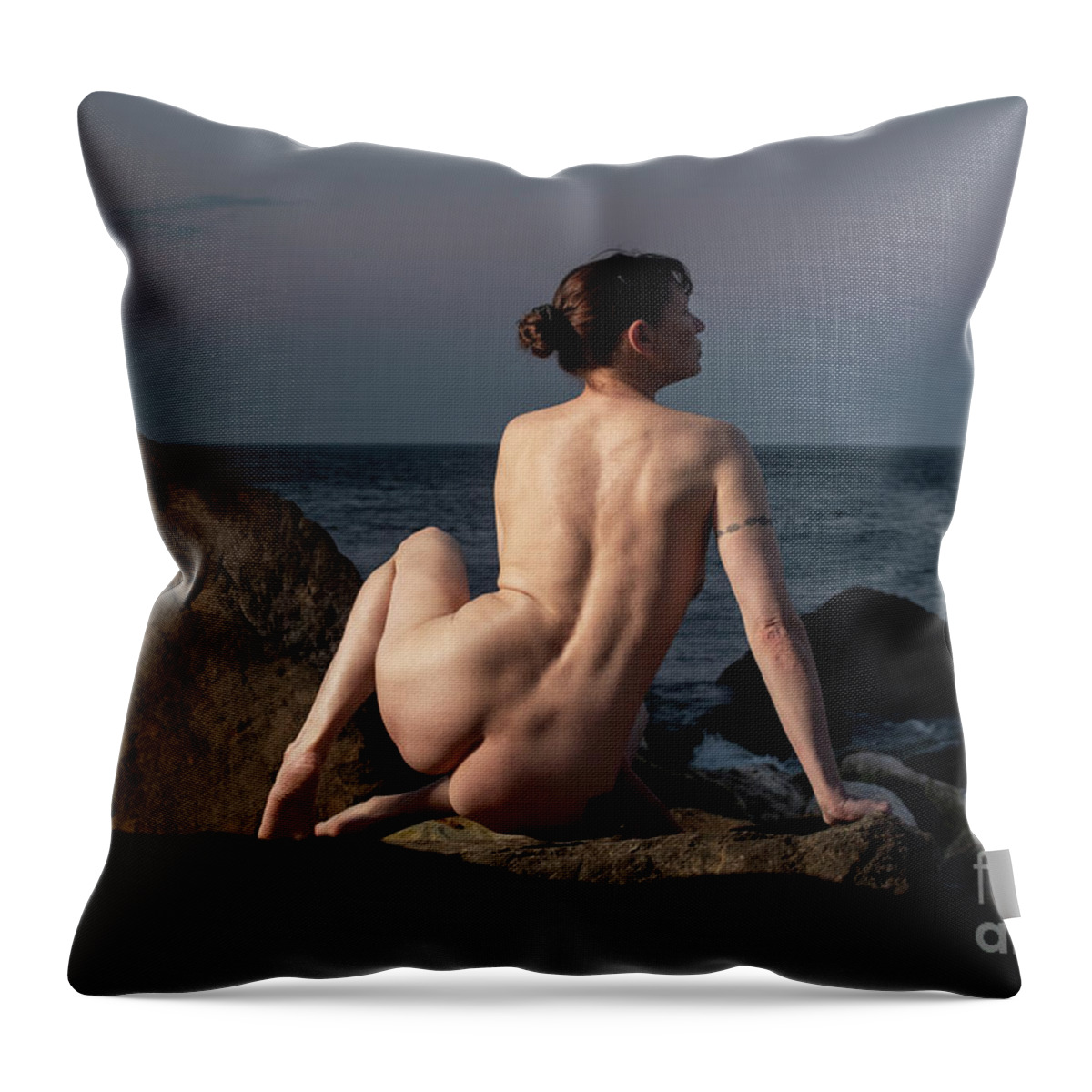Clayton Throw Pillow featuring the photograph Early morning nude at the beach 002 by Clayton Bastiani