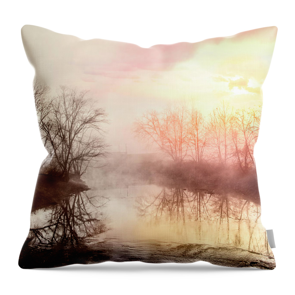 Appalachia Throw Pillow featuring the photograph Early Morning on the River by Debra and Dave Vanderlaan