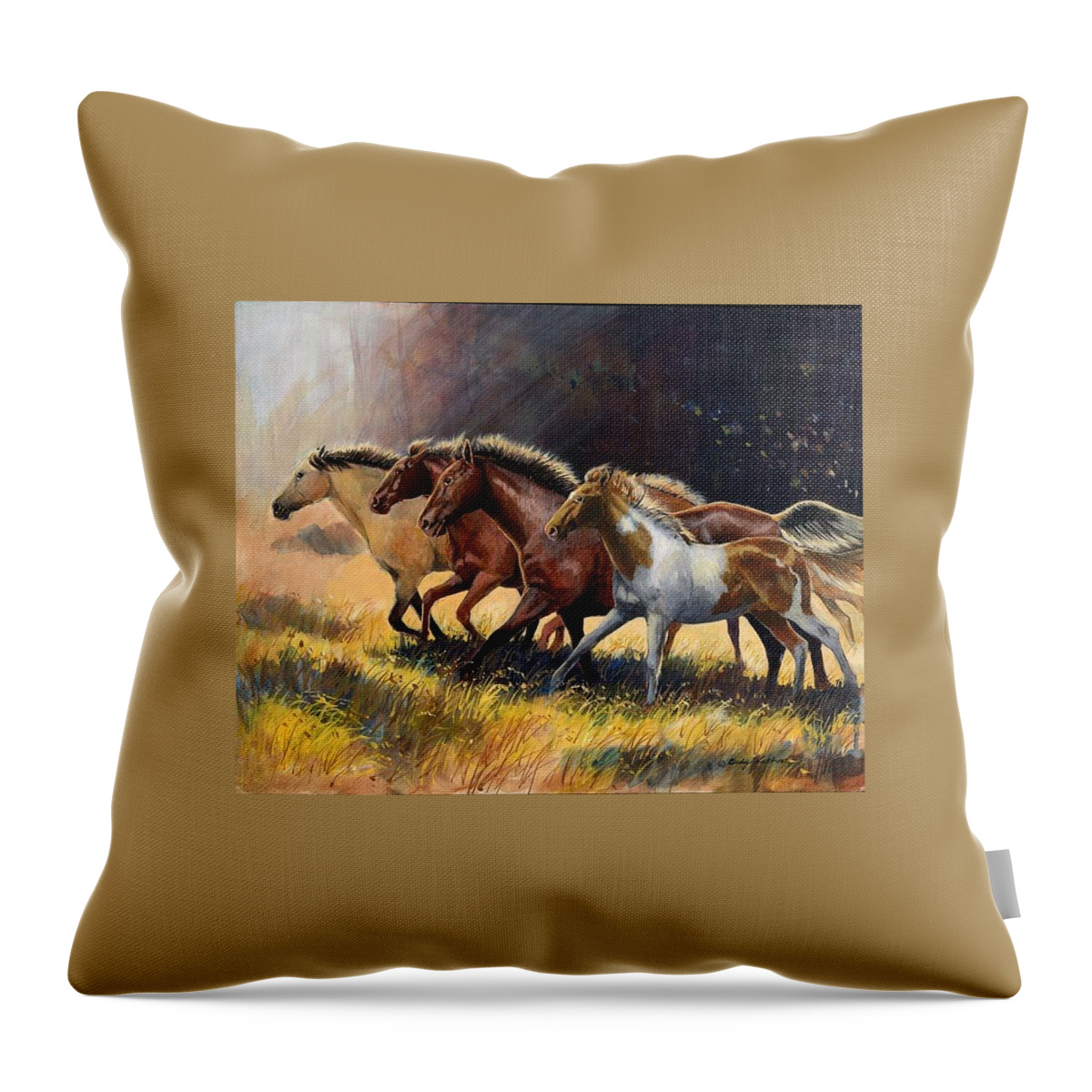 Artwork Throw Pillow featuring the painting Early Morning Run by Cynthia Westbrook