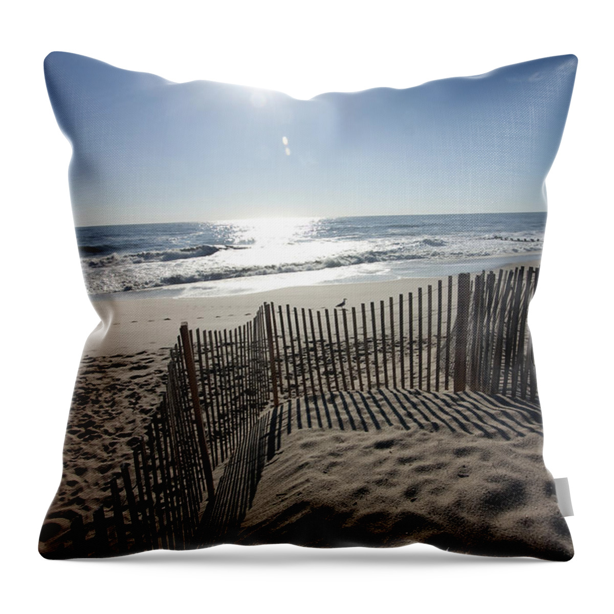 Beach Throw Pillow featuring the photograph Early Morning Shadows by Mary Haber