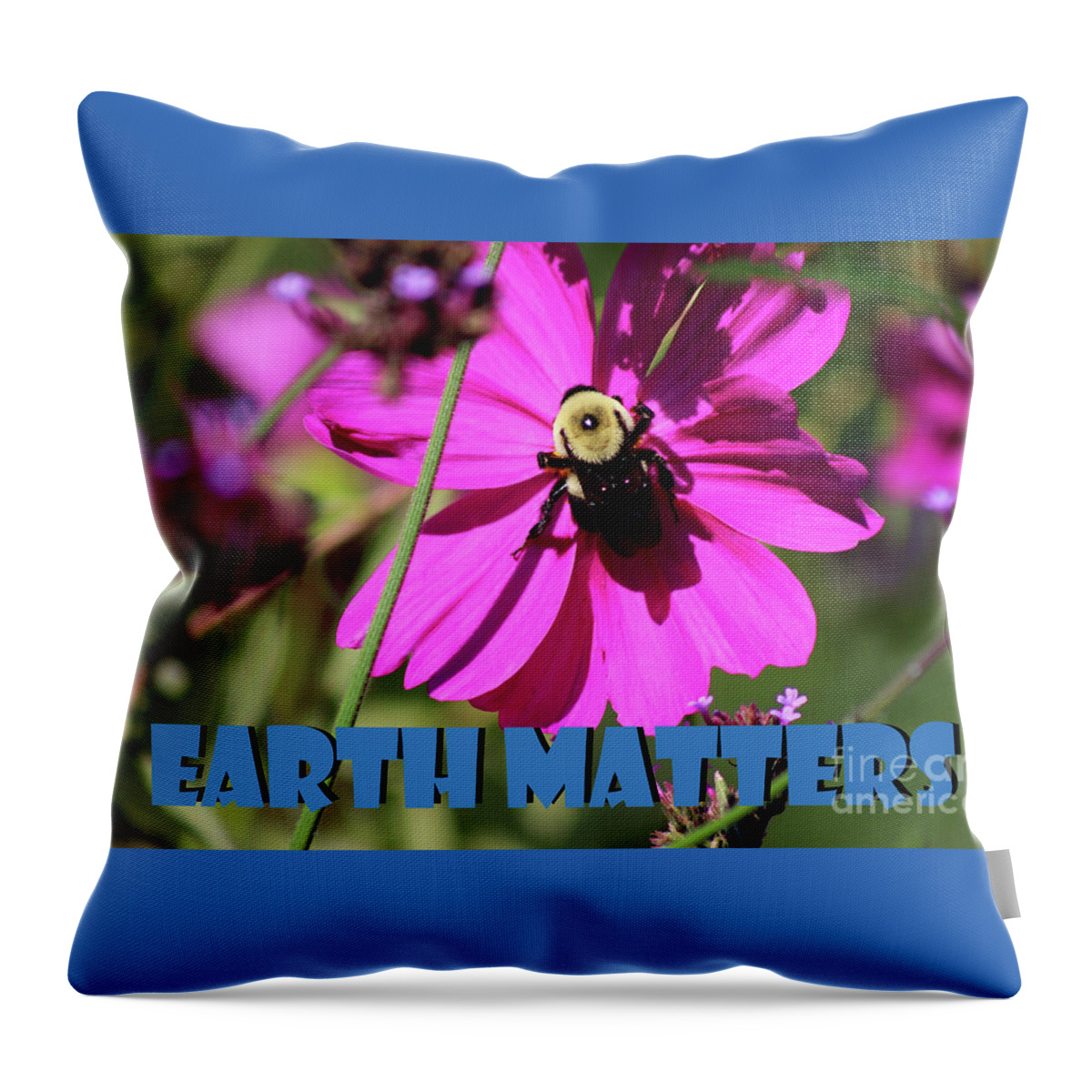 Bumblebee Throw Pillow featuring the photograph Earth Matters to Bees by Karen Adams