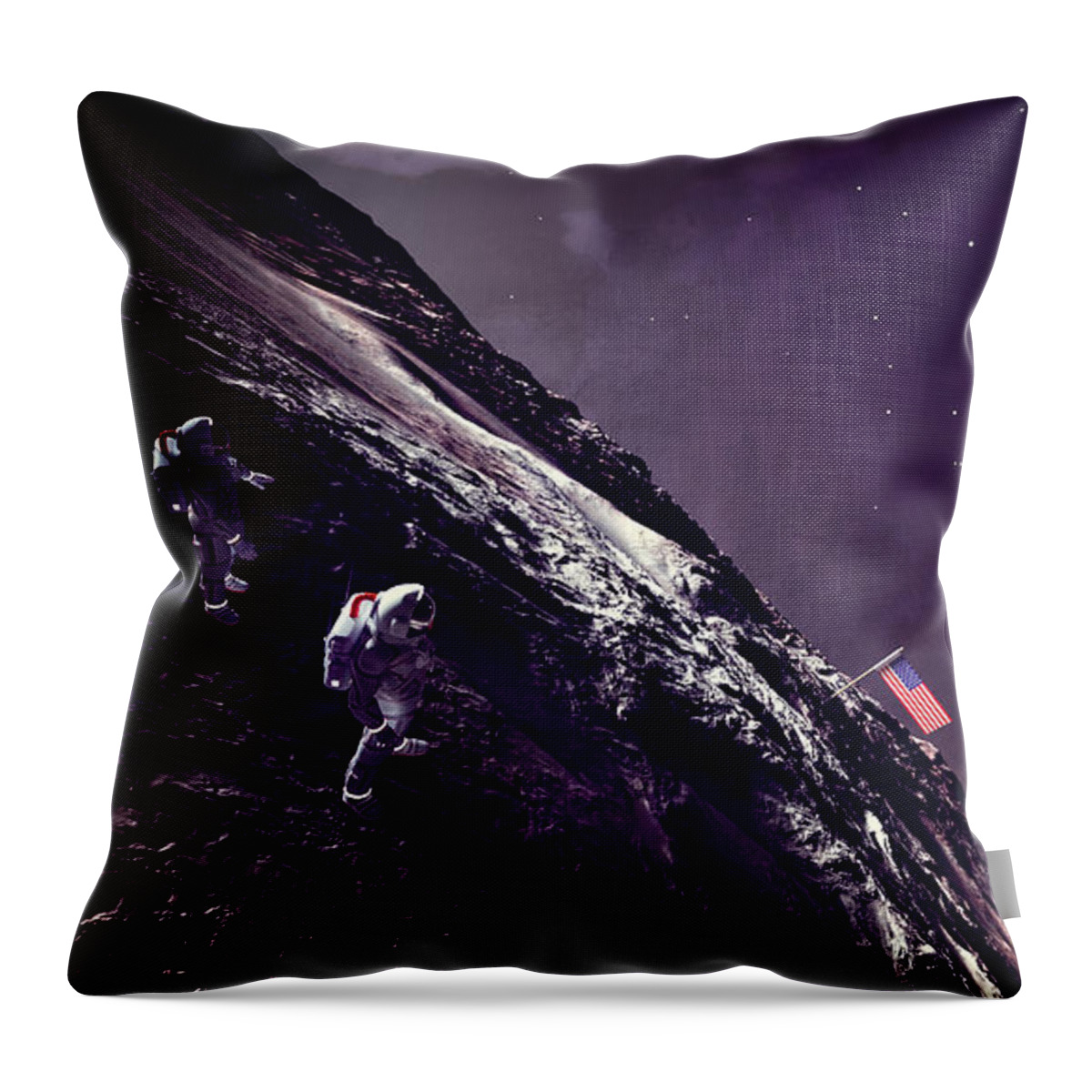 Earth Rise On The Moon Throw Pillow featuring the digital art Earth Rise On The Moon by Two Hivelys