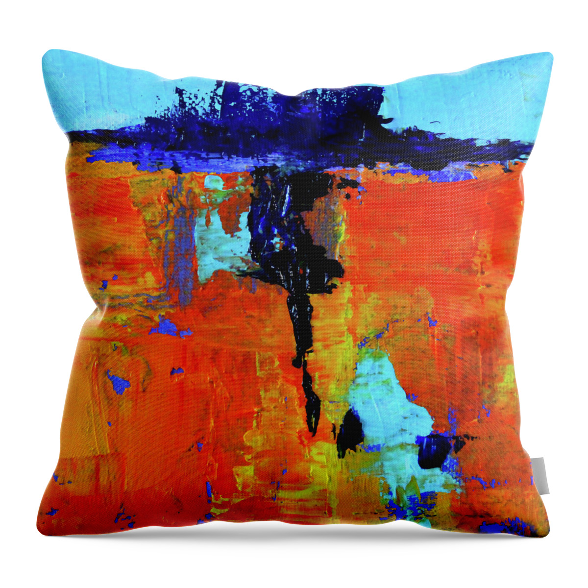 Square Abstract Painting Throw Pillow featuring the painting Earthquake by Nancy Merkle