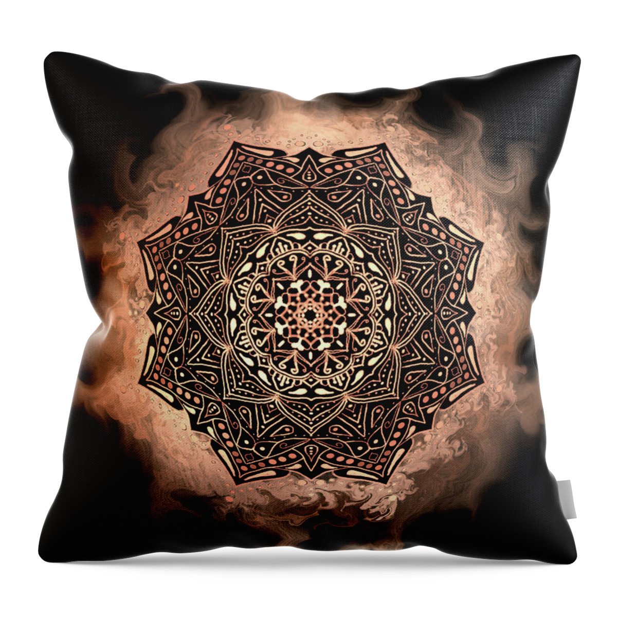 Digital Art Throw Pillow featuring the digital art Earthy Mandala by Artful Oasis