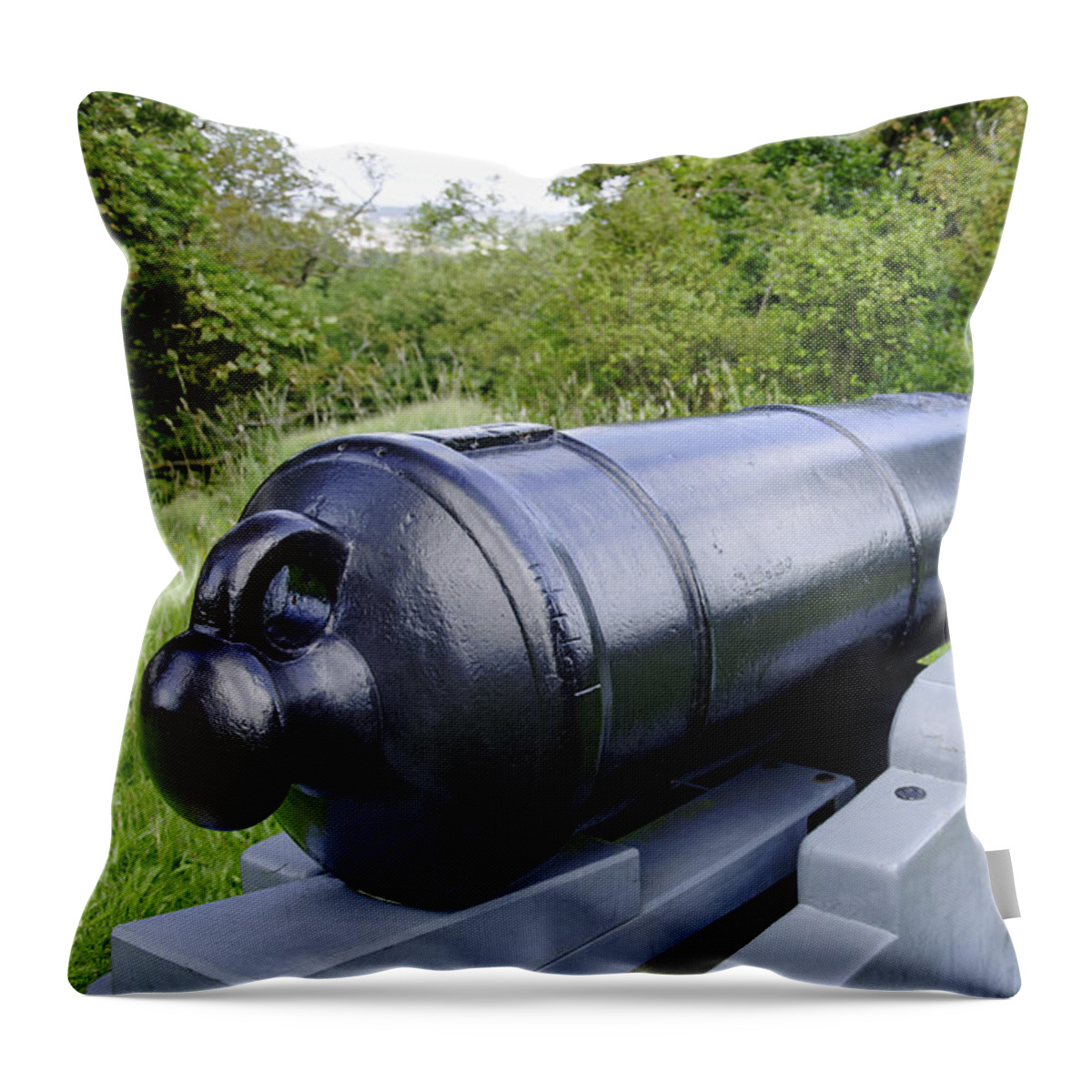 Bright Throw Pillow featuring the photograph East Bastion Gun - Carisbrooke Castle by Rod Johnson