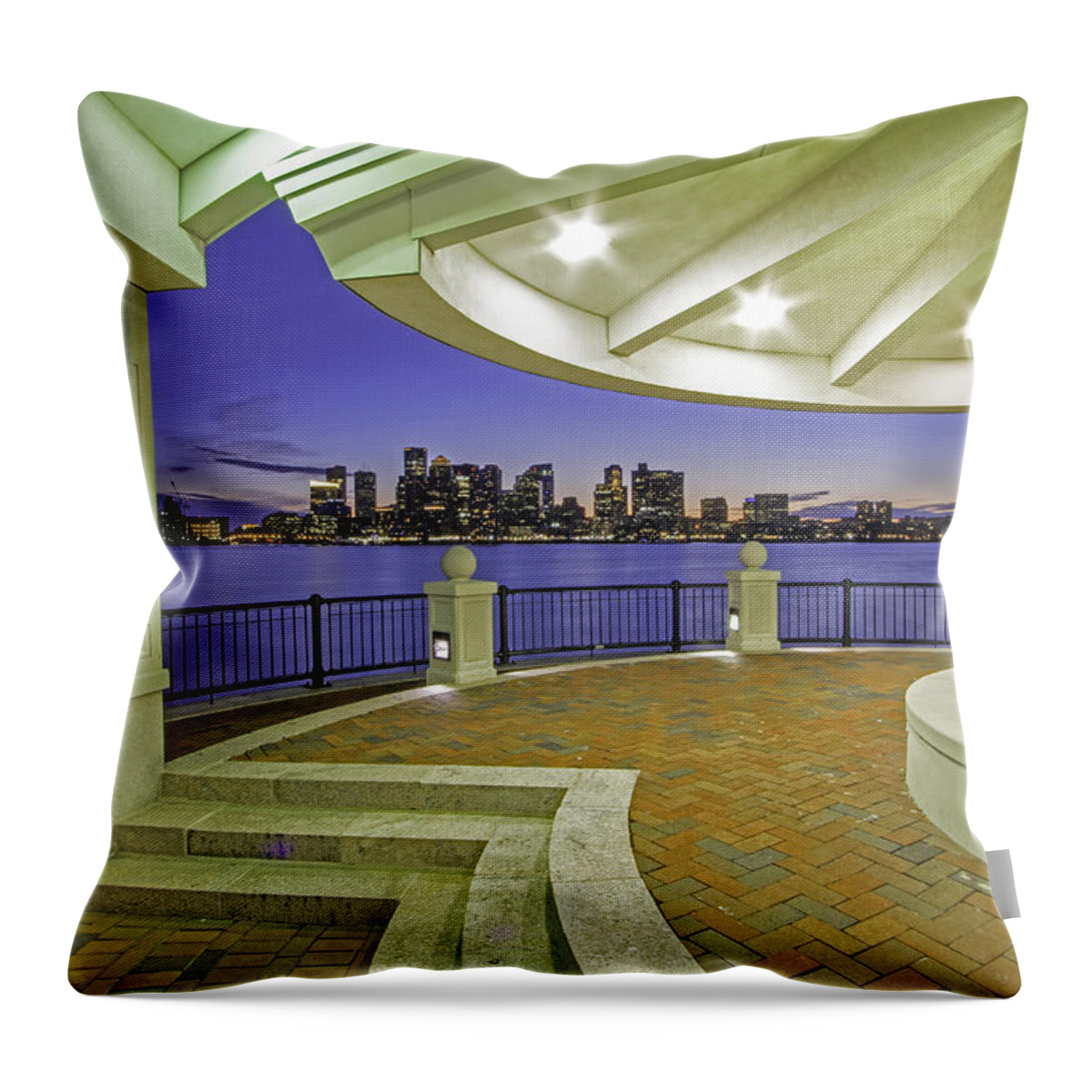 Boston City Skyline Throw Pillow featuring the photograph East Boston Piers Park View of Boston by Juergen Roth