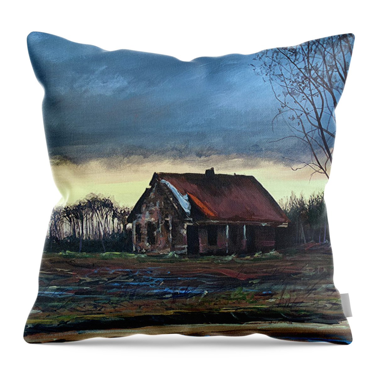 Farmhouse Throw Pillow featuring the painting East of Eden by Hunter Jay